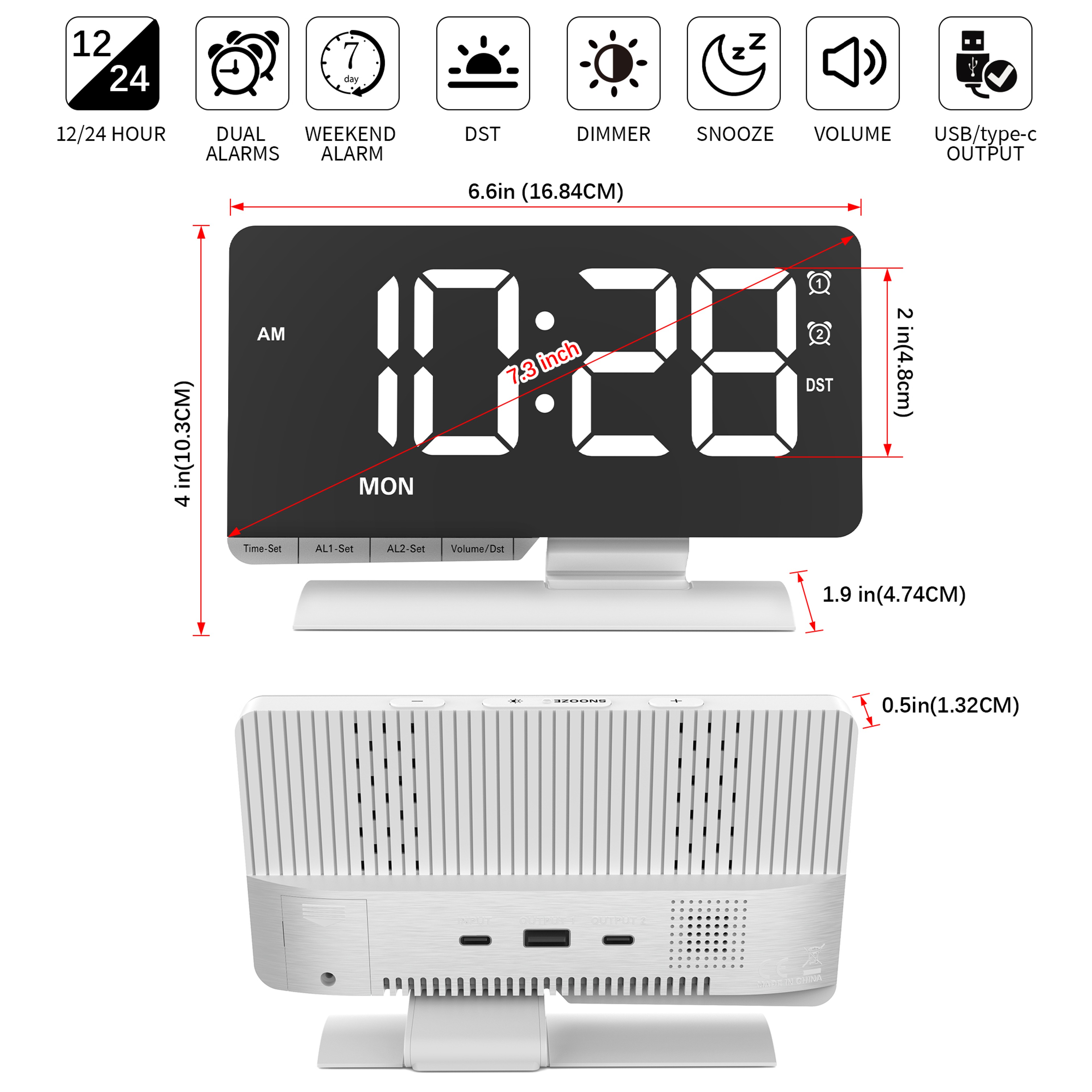 Smart Adhan Prayer Clock with Large LED Display, Auto Dimming & Digital Alarm for Home and Bedroom – view 7