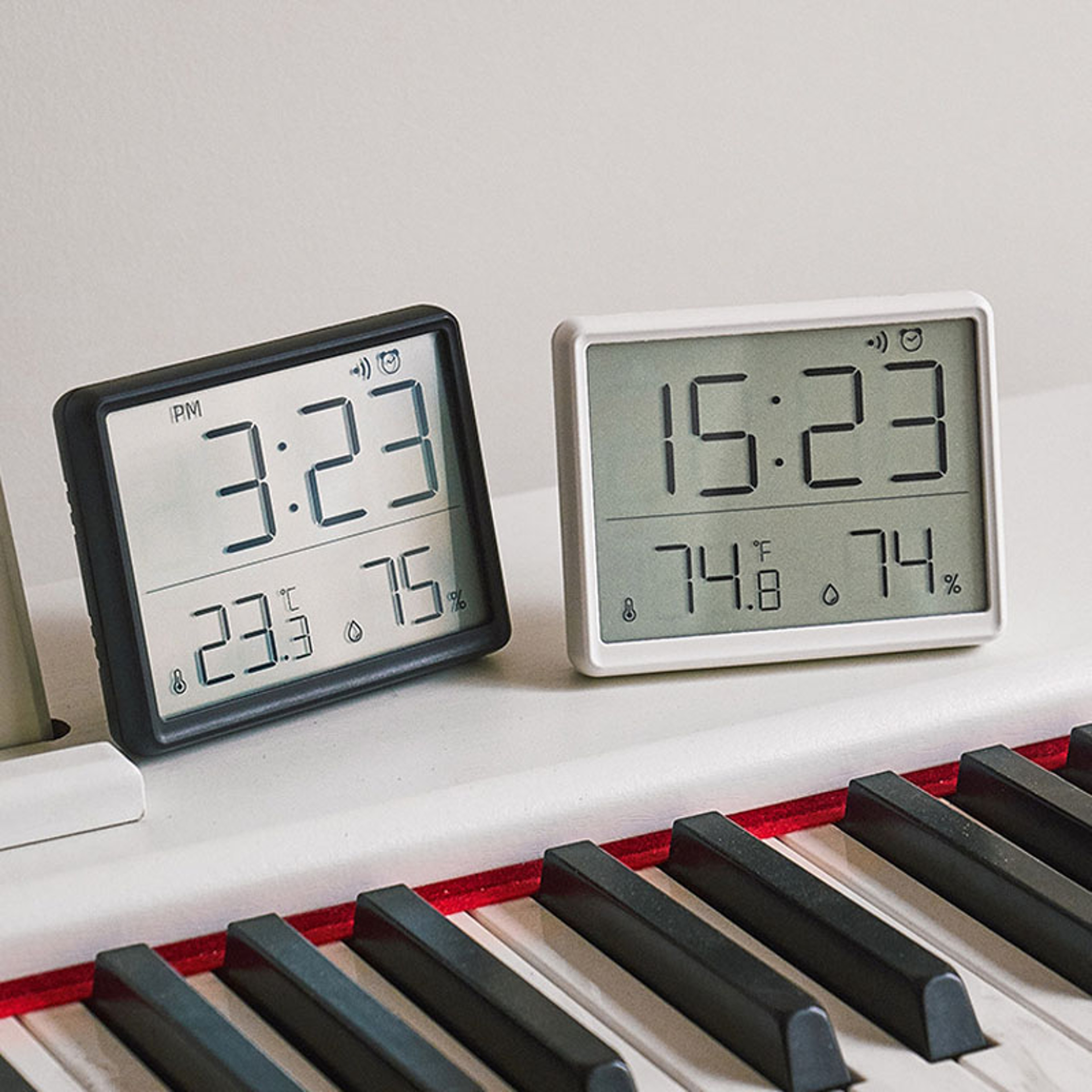 Ultra Thin Digital Alarm Clock with Temperature Hygrometer & Large LCD Magnetic Wall Display – view 2