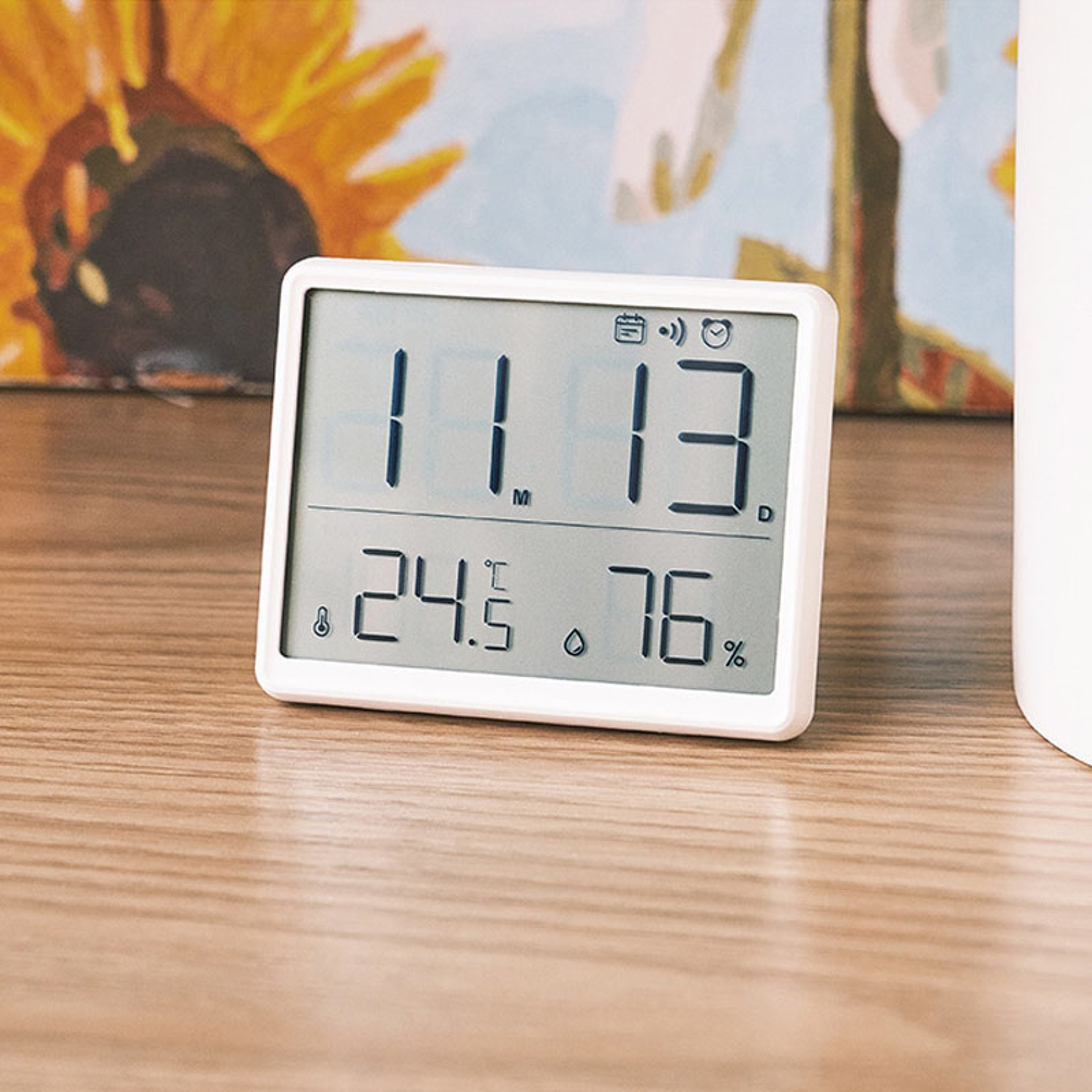Ultra Thin Digital Alarm Clock with Temperature Hygrometer & Large LCD Magnetic Wall Display – view 3
