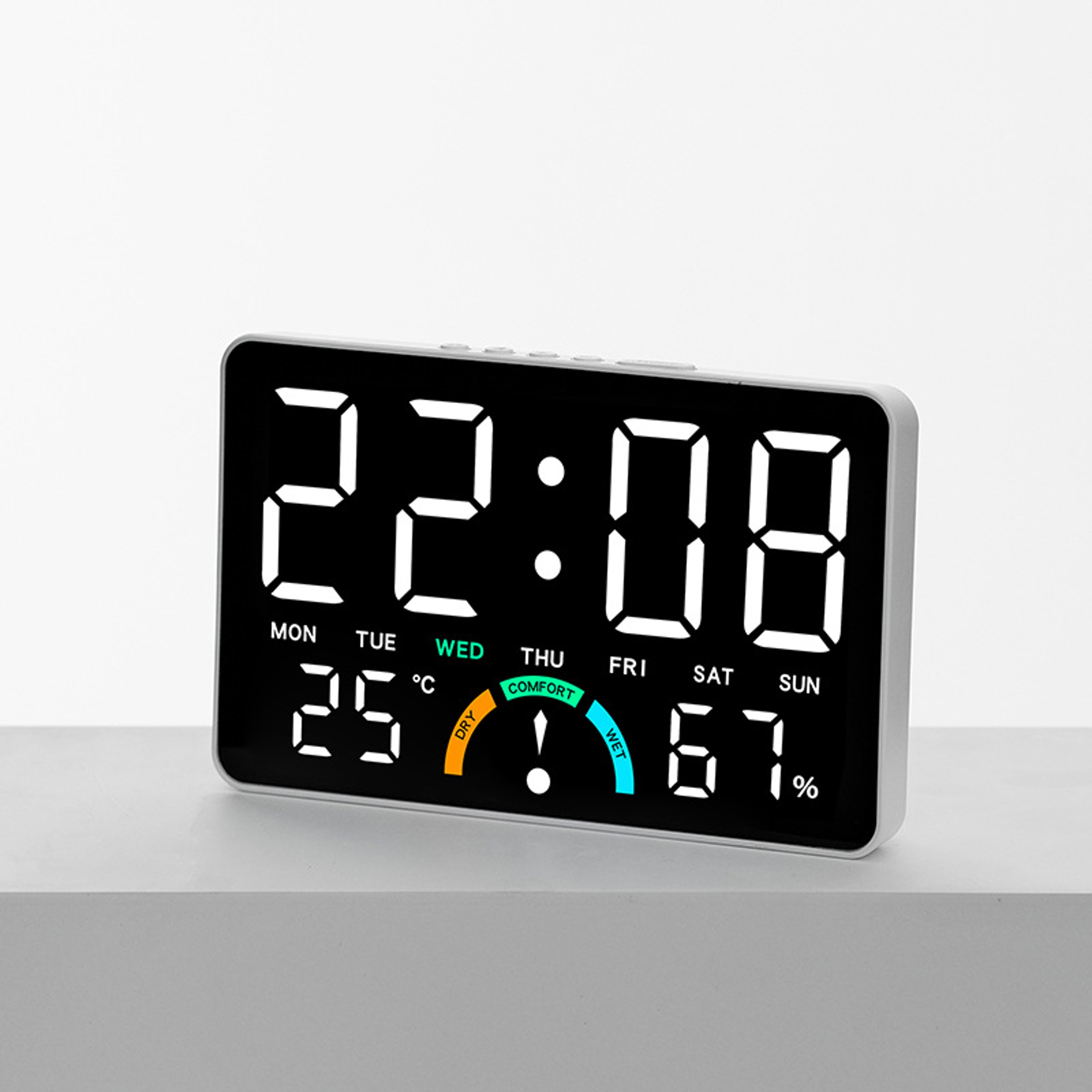 Smart Digital Alarm Clock with Temperature & Humidity Display, Dual Alarm, Auto Dimming LED Wall Clock – view 1