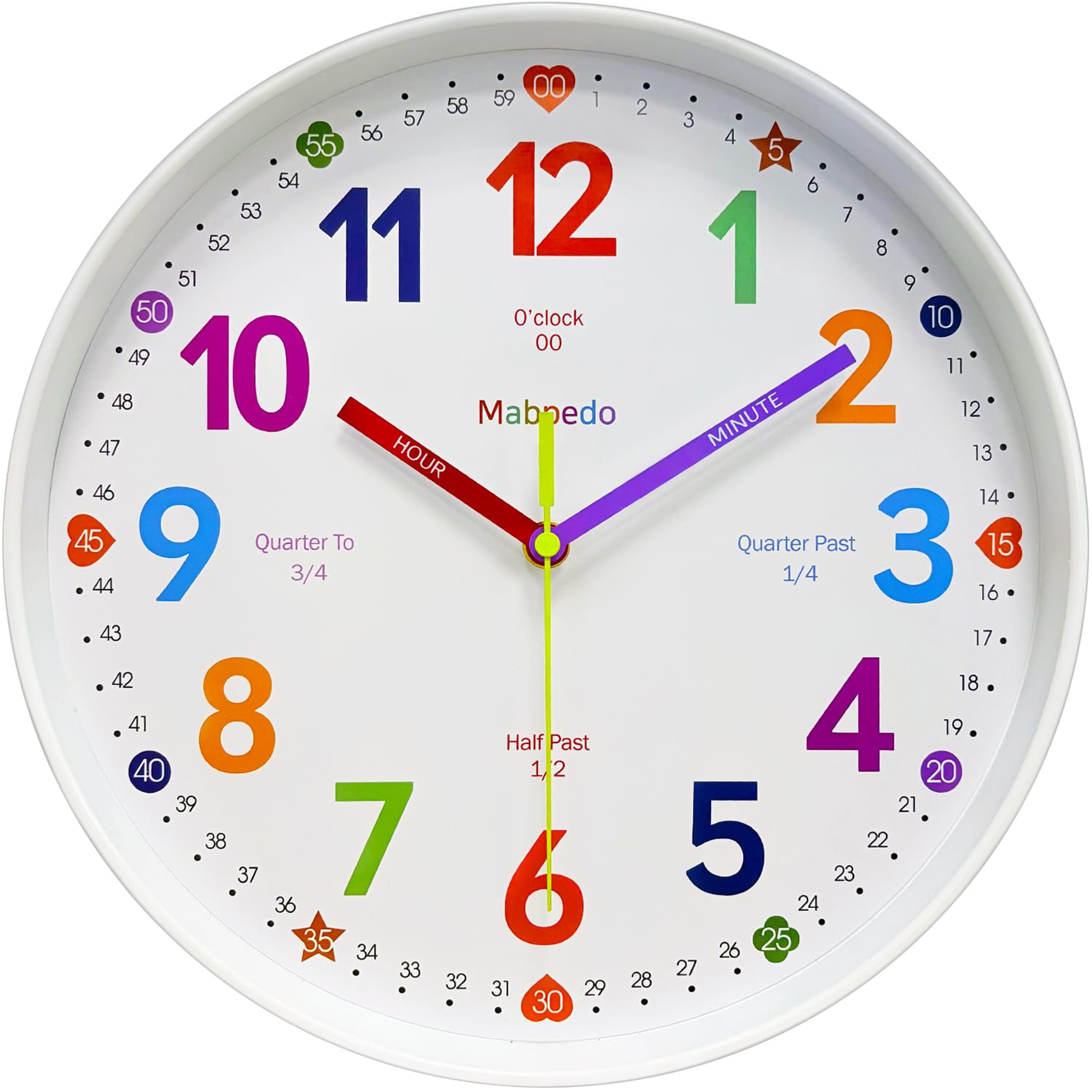 Kids Learning Clock Silent Analog Teaching Wall Clock For Classroom  Bedroom  Inch 6