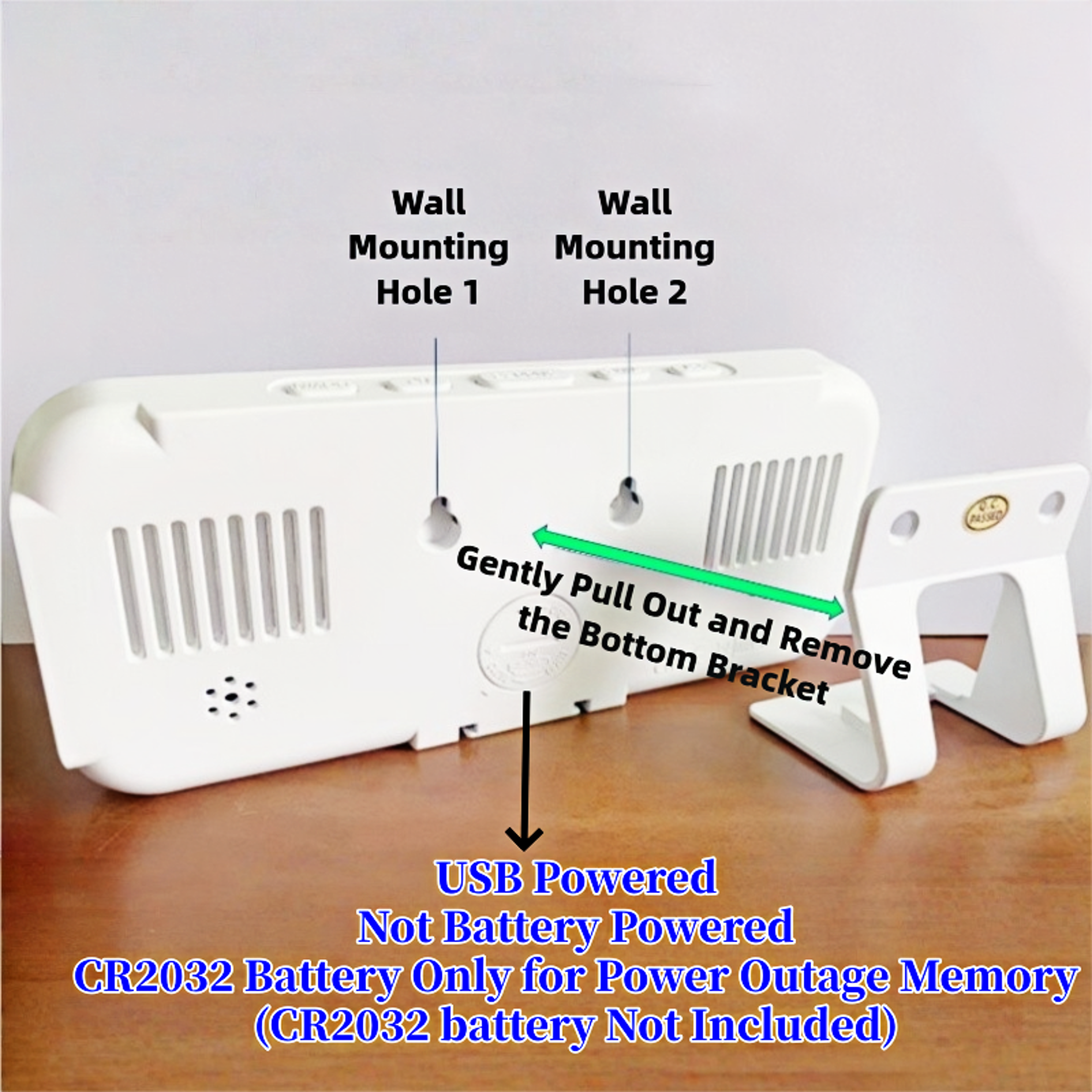 USB Powered Digital Alarm Clock with Dual Alarm, Auto Dimmable LED Wall Clock, Temperature & Date Display – view 3