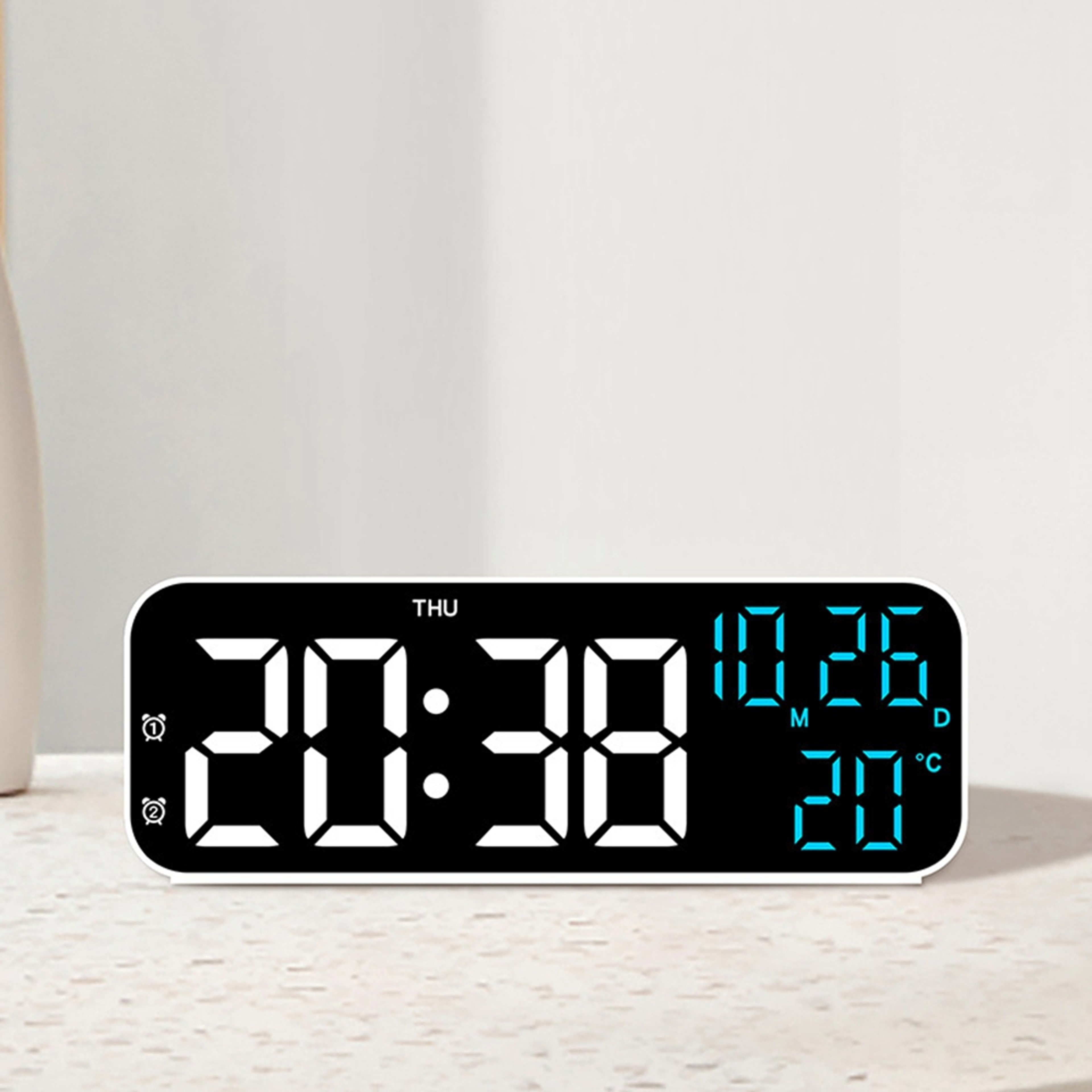 Digital Alarm Clock with LED Display Voice Control Temperature Date and Night Mode – view 1