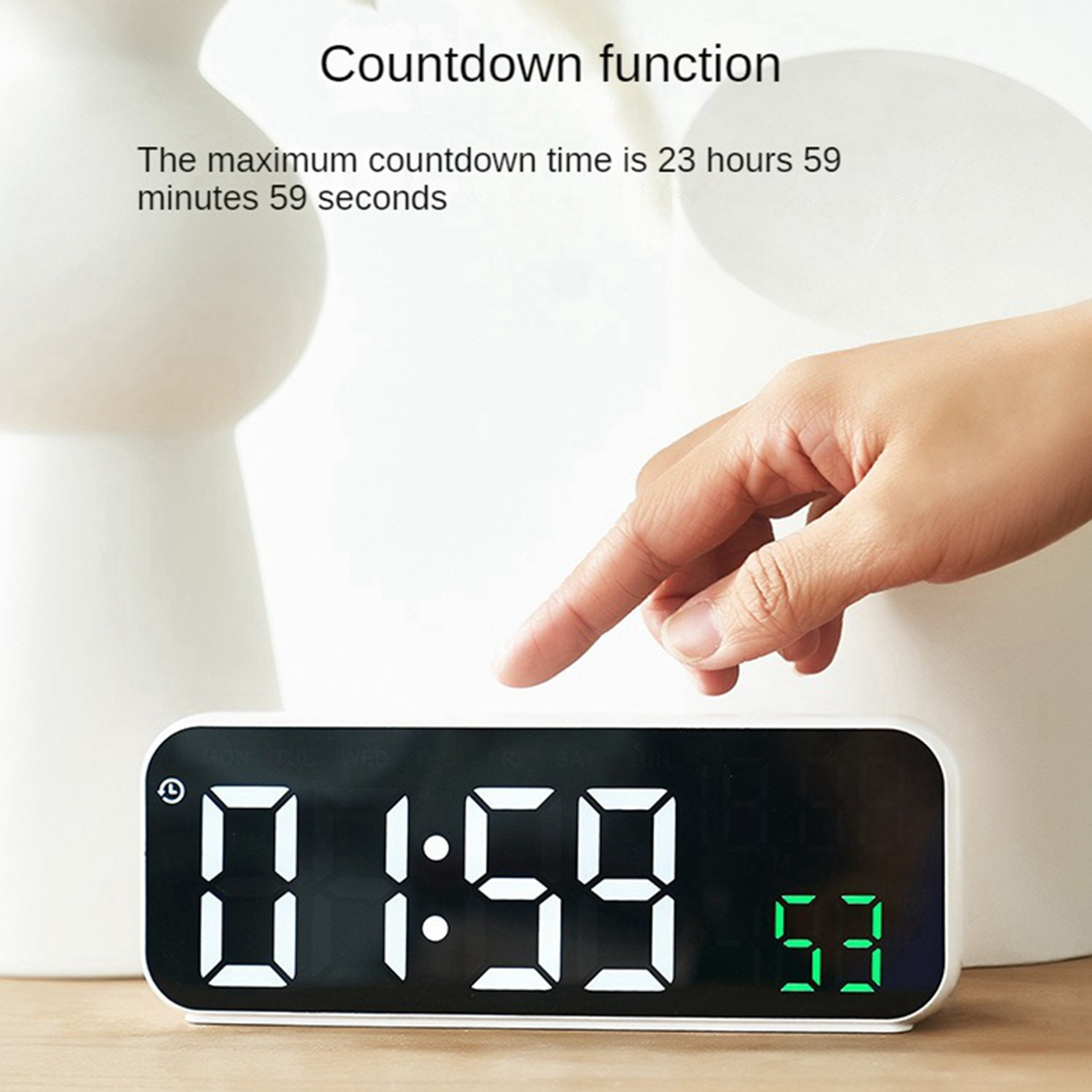 Digital Alarm Clock with LED Display Voice Control Temperature Date and Night Mode – view 5
