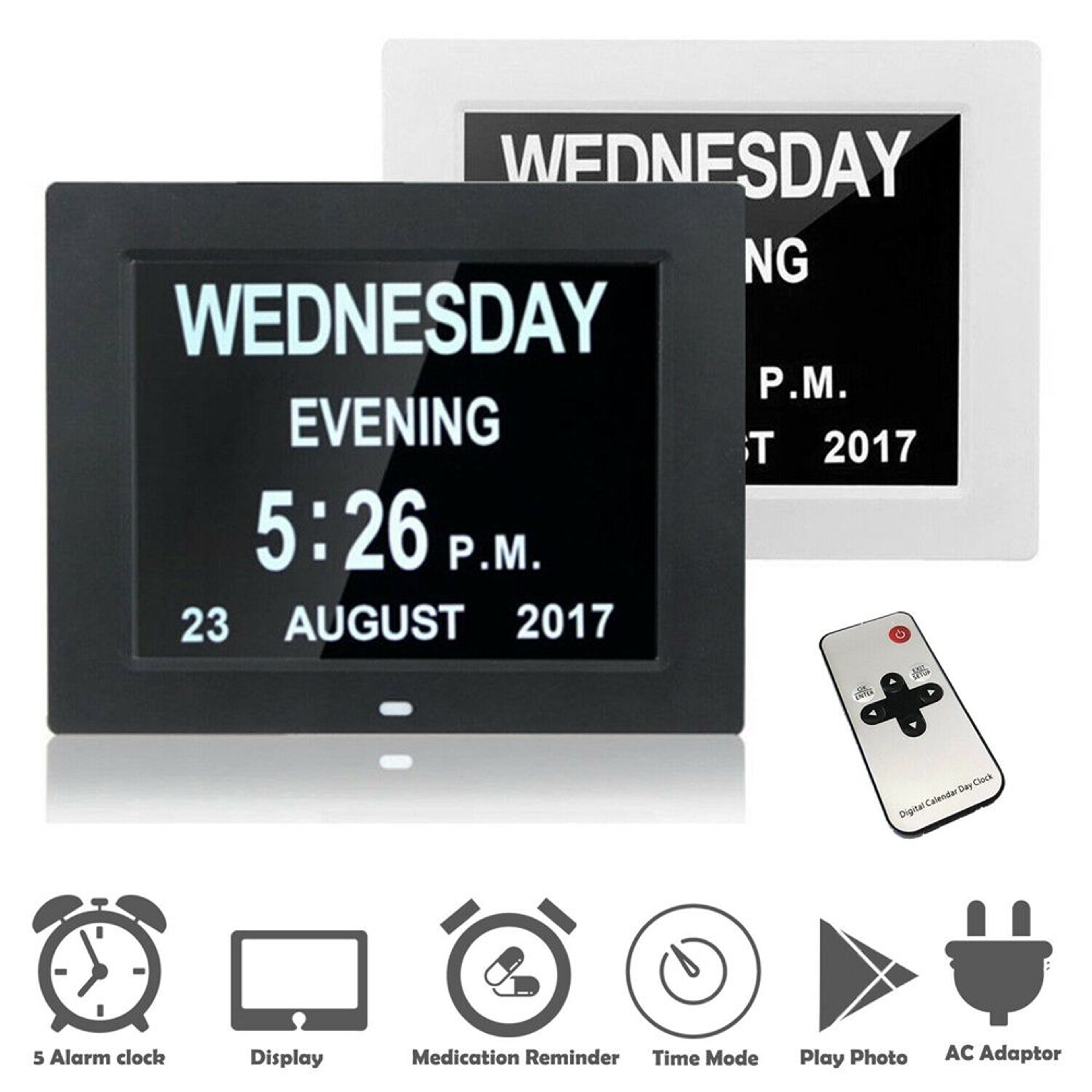 Large Display Dementia Clock with Day Date Calendar & Alarm Digital Calendar Clock for Seniors – view 3
