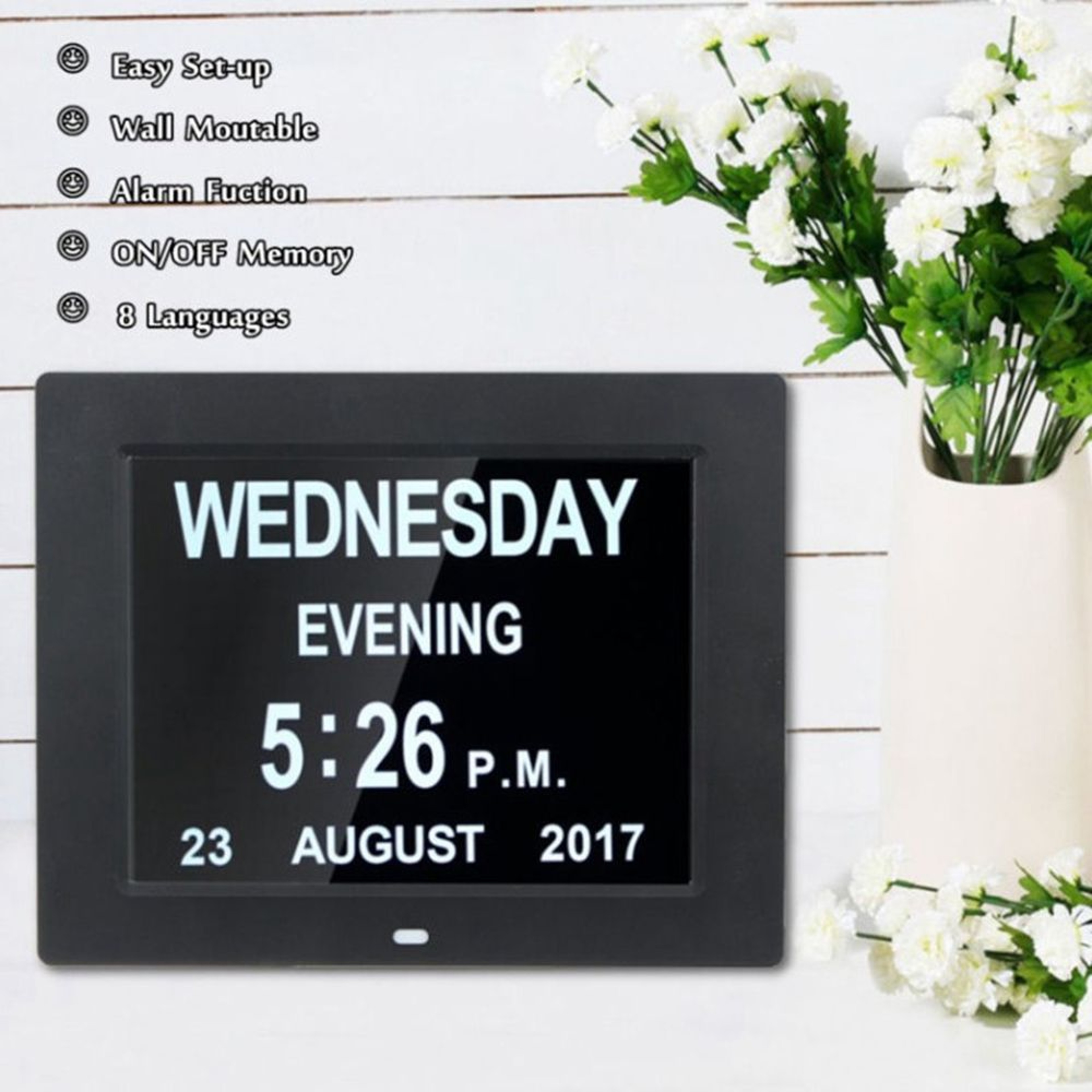 Large Display Dementia Clock with Day Date Calendar & Alarm Digital Calendar Clock for Seniors – view 6