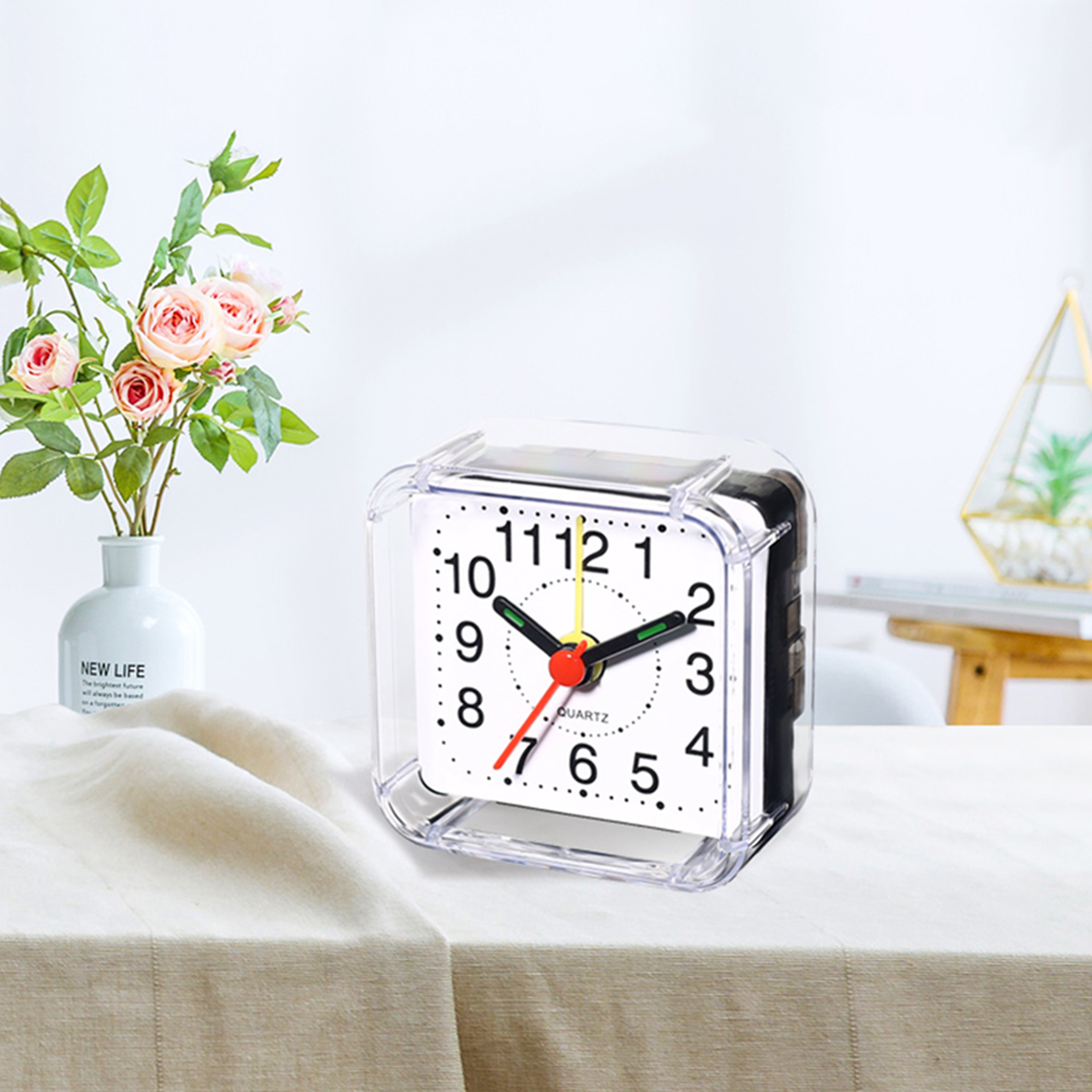 Compact Analog Alarm Clock with Quartz Movement Acrylic Frame for Bedside Desk & Bedroom – view 4