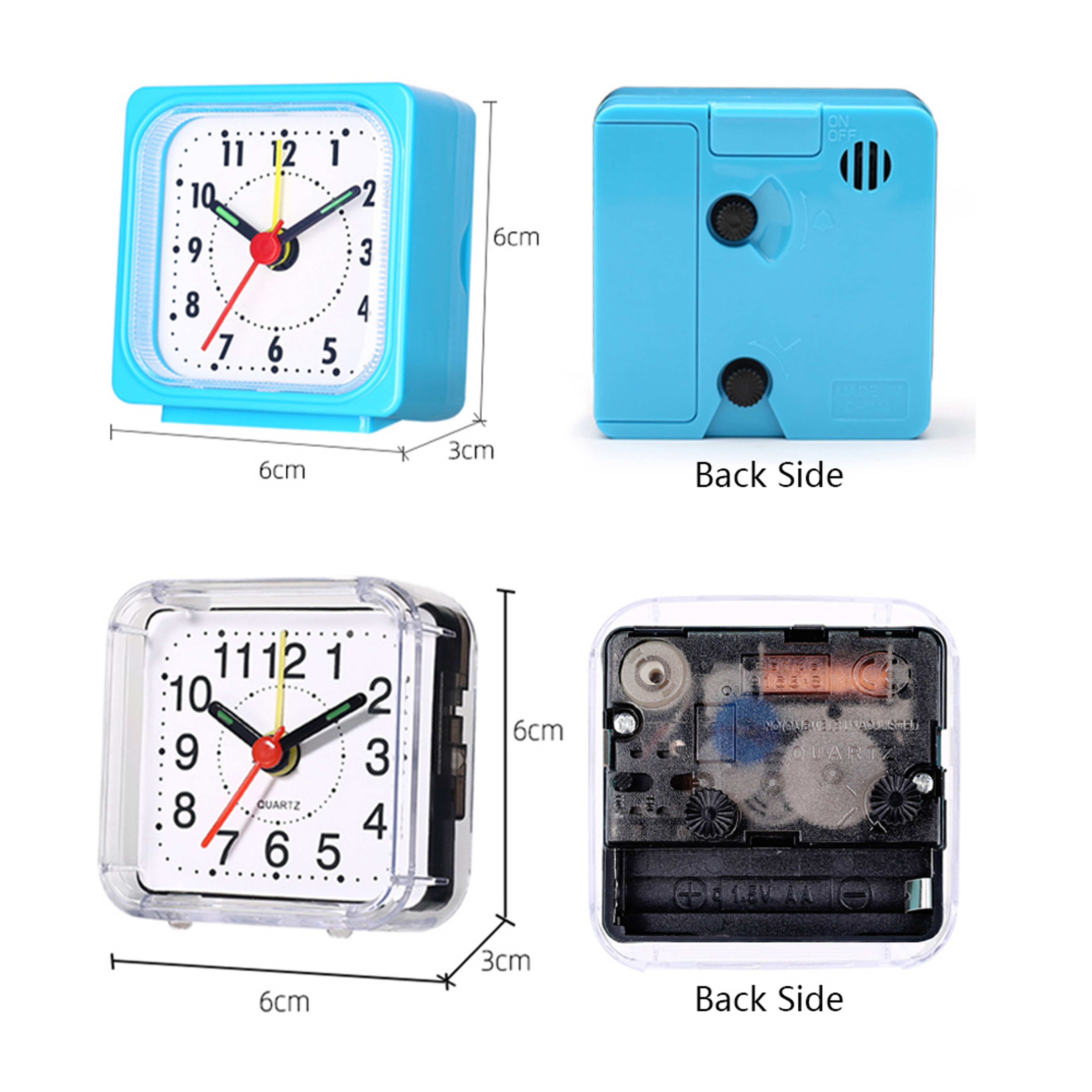 Compact Analog Alarm Clock with Quartz Movement Acrylic Frame for Bedside Desk & Bedroom – view 6