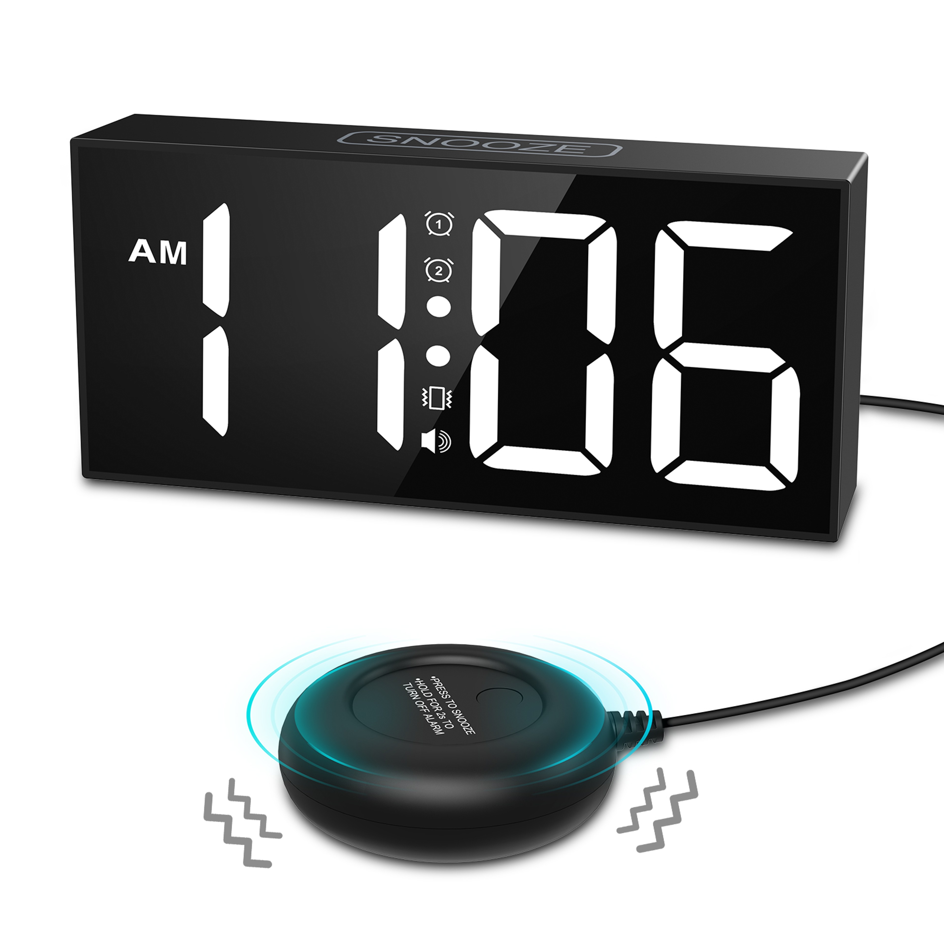 ORIA Vibrating Alarm Clock with Bed Shaker, Large LED Display & Dual Alarm for Heavy Sleepers – view 1
