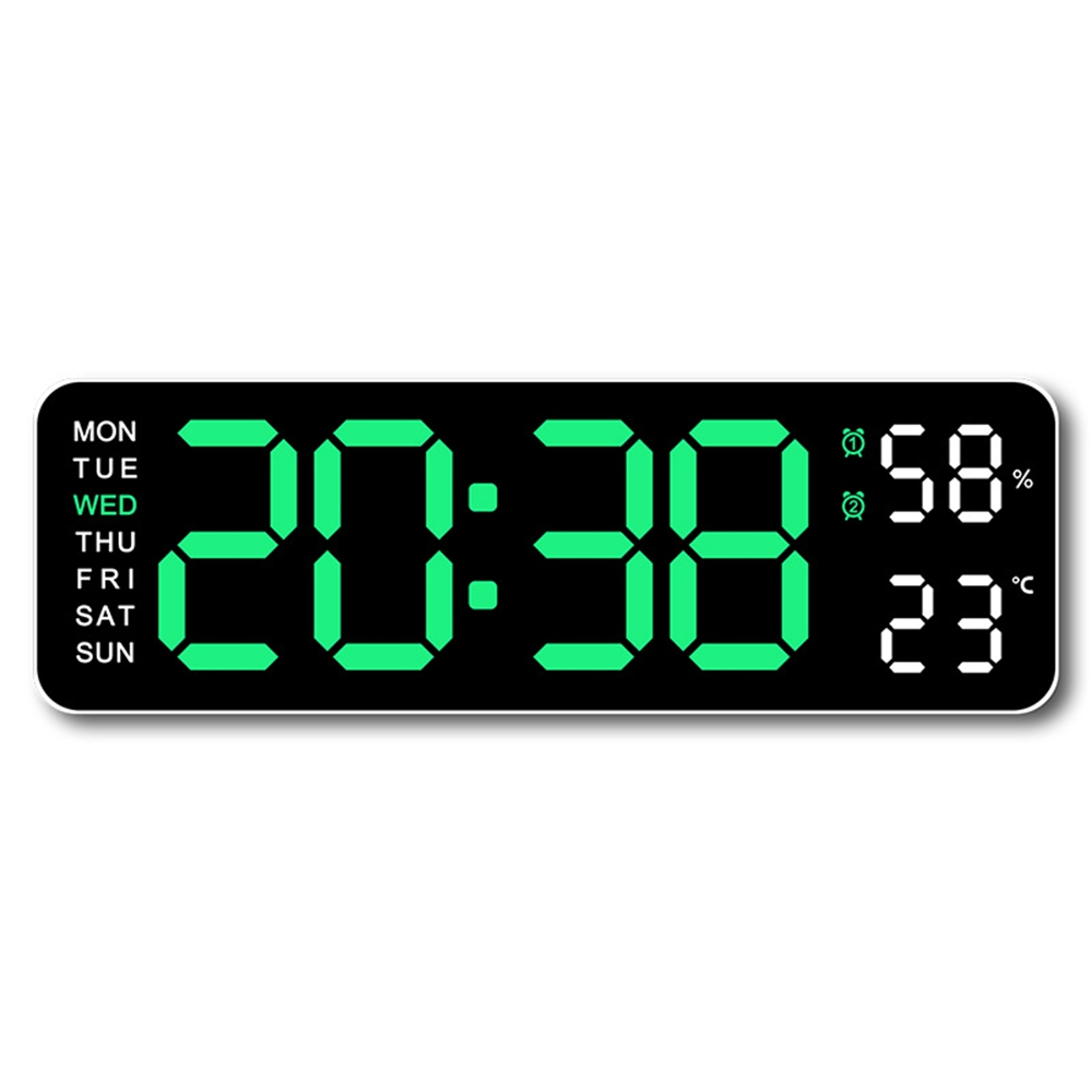 Large LED Digital Wall Clock With Temperature  Humidity Display Alarm Adjustable Brightness 7