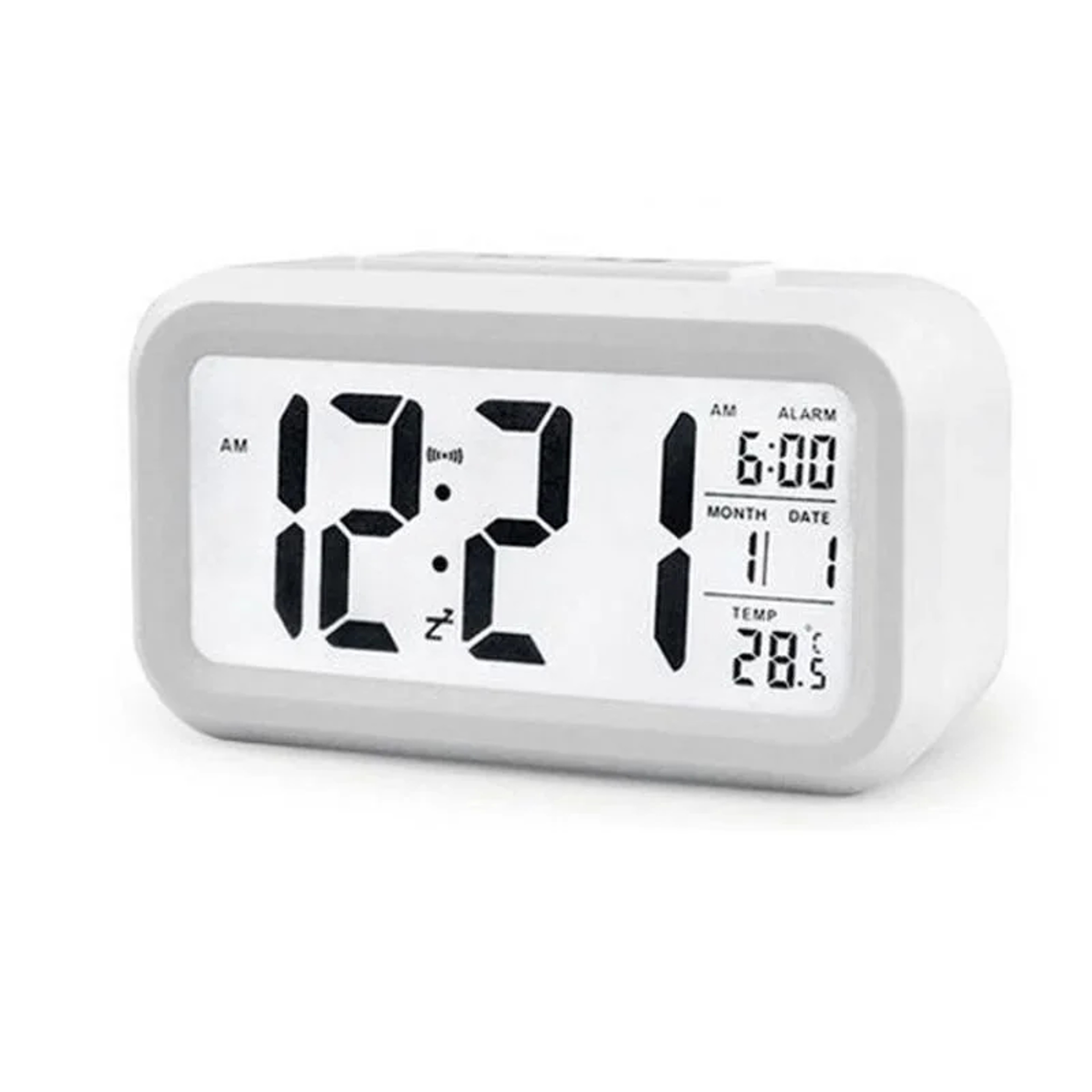 Digital LCD Alarm Clock with Calendar & Thermometer for Bedroom, Office & Travel – view 12
