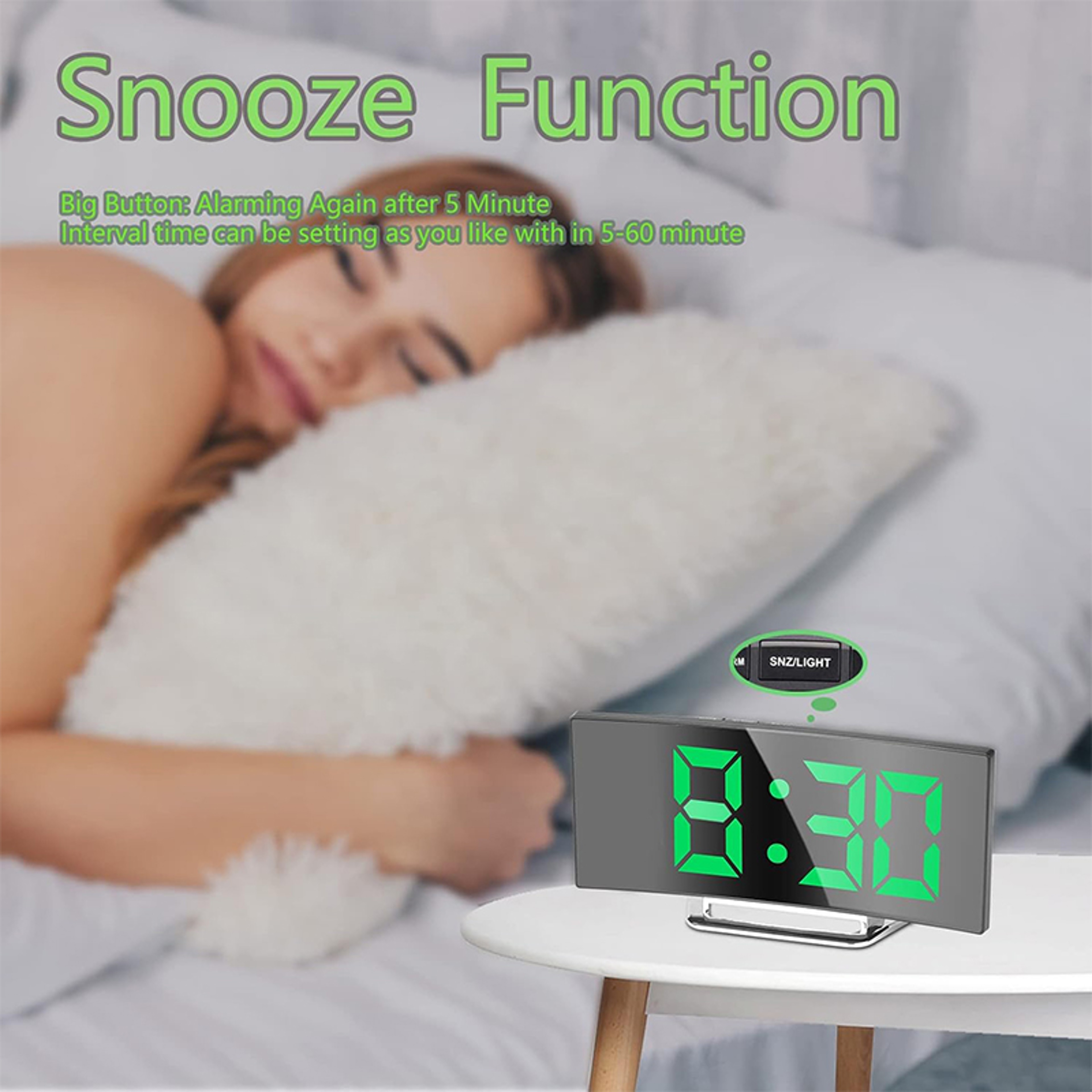 LED Digital Alarm Clock with Mirror Display Large Screen Silent Desktop Bedroom Clock – view 3