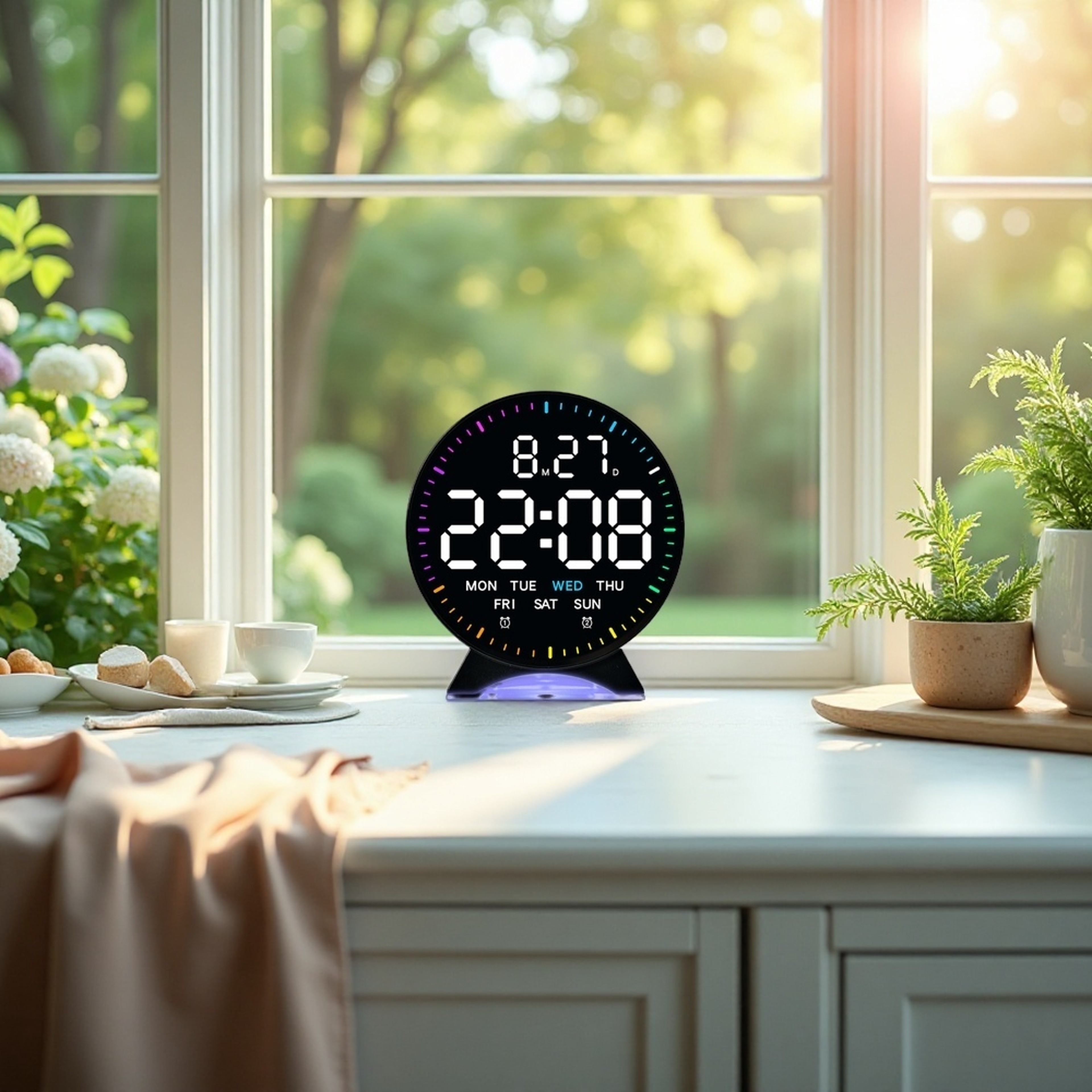 Digital Alarm Clock with Auto Dimming, Mood Light & Dual Alarm LED Bedside Clock – view 1