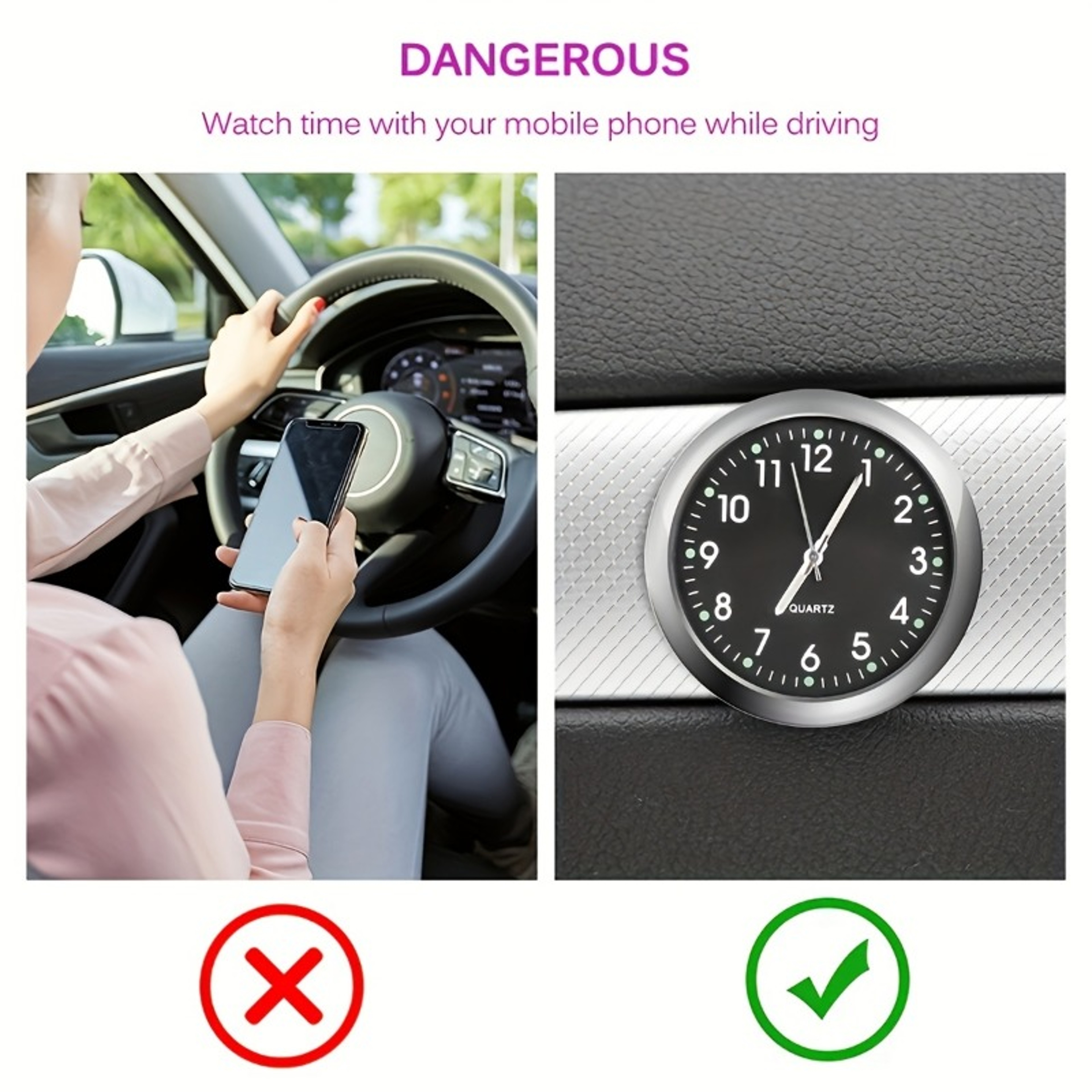 Glow Mini Car Dashboard Clock Luminous Mini Quartz Clock for Car Interior Decoration – view 5