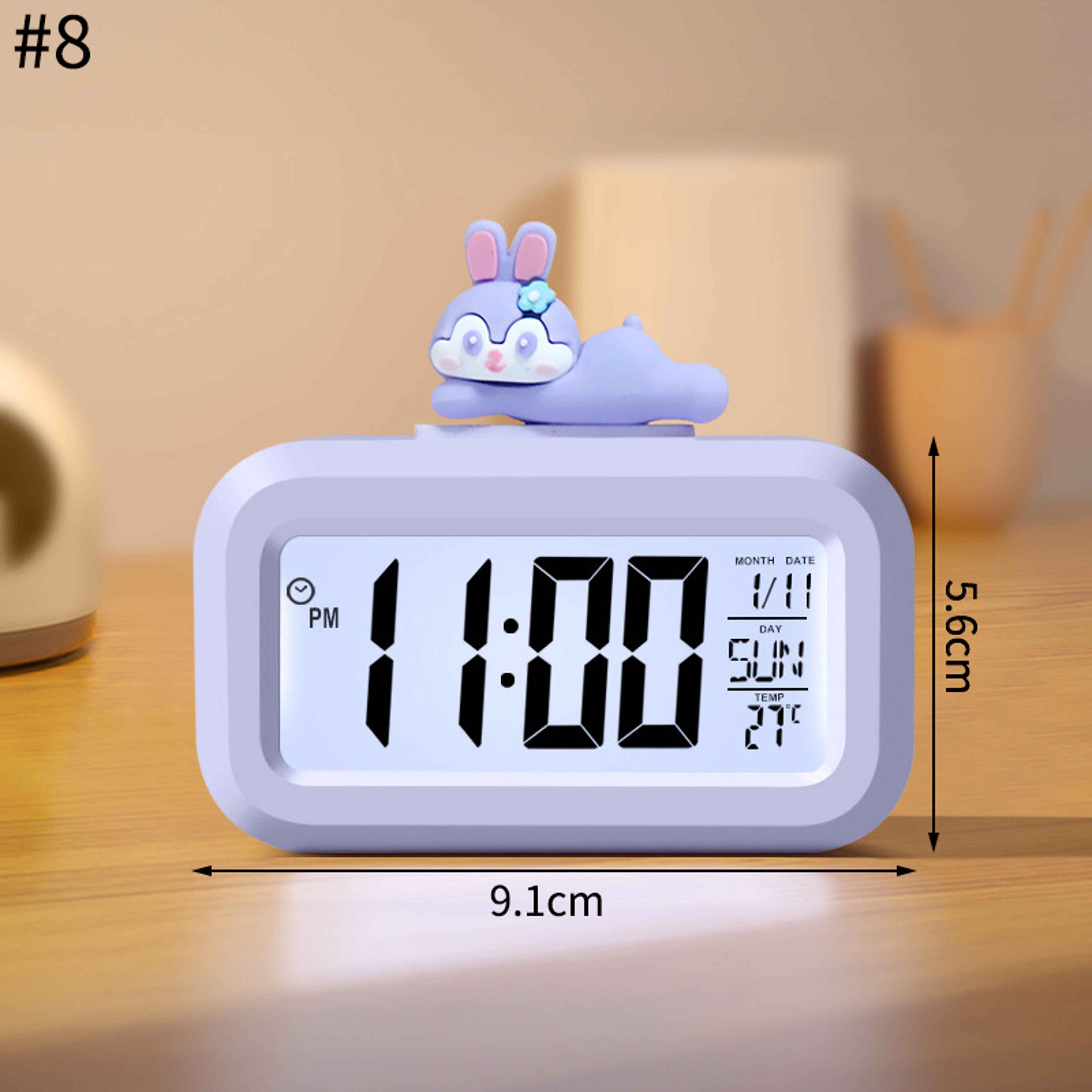 Cute Pig LED Digital Clock With Night Light Kids Alarm Clock For Bedroom  Bedside 7