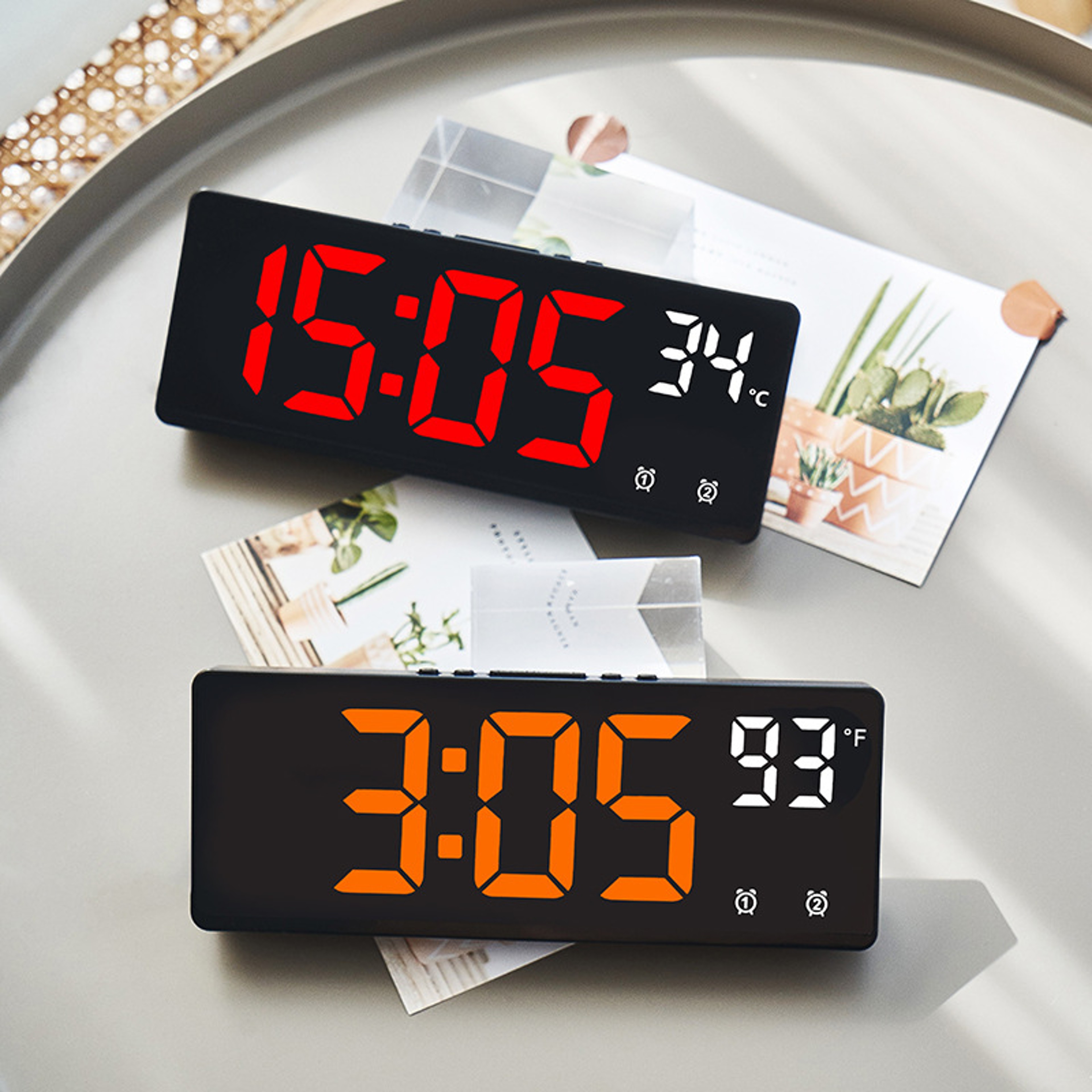 LED Digital Alarm Clock with Large Display, Temperature Calendar & Smart Night Light – view 2