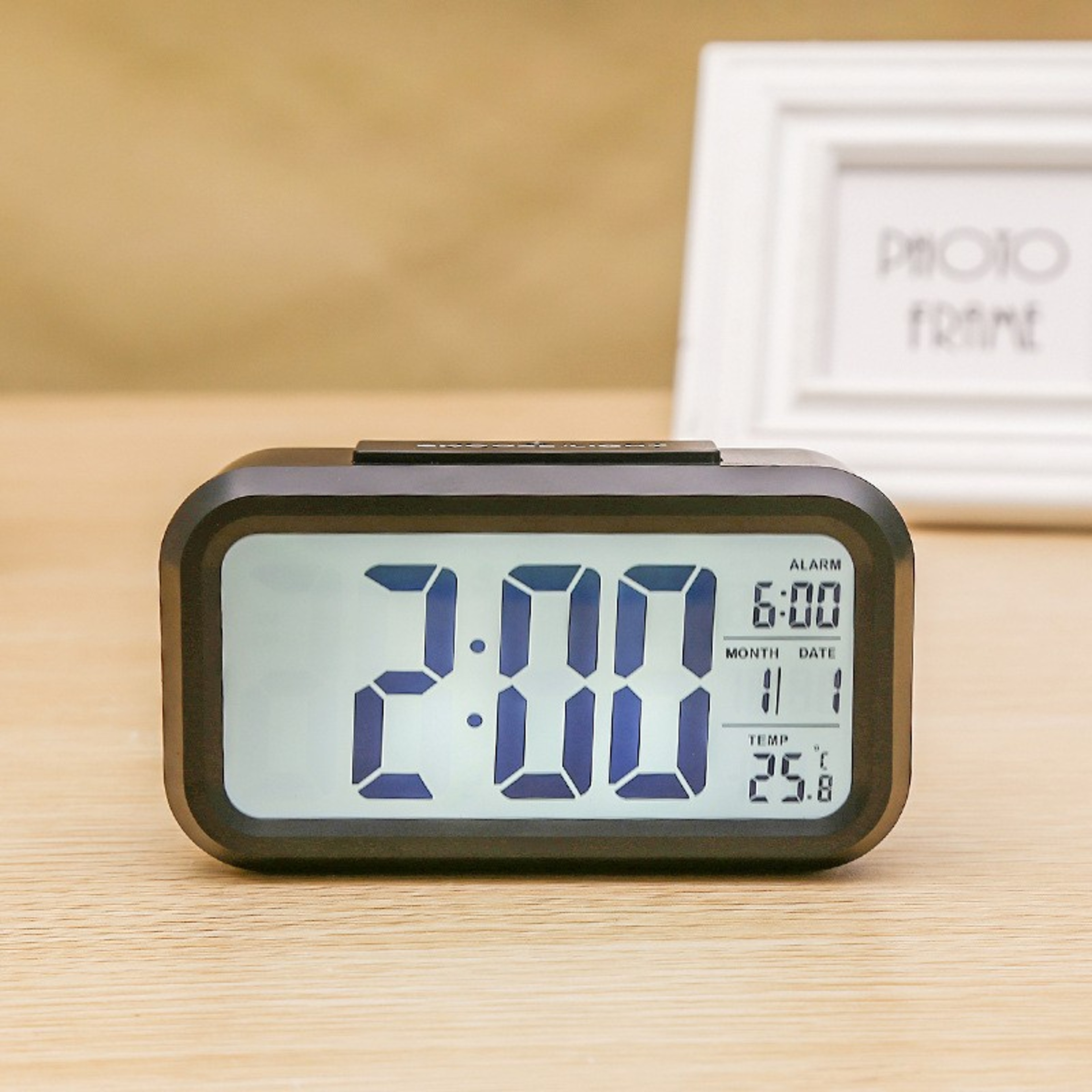 Digital LED Alarm Clock Battery Powered Bedside Clock with Calendar and Temperature Display – view 4