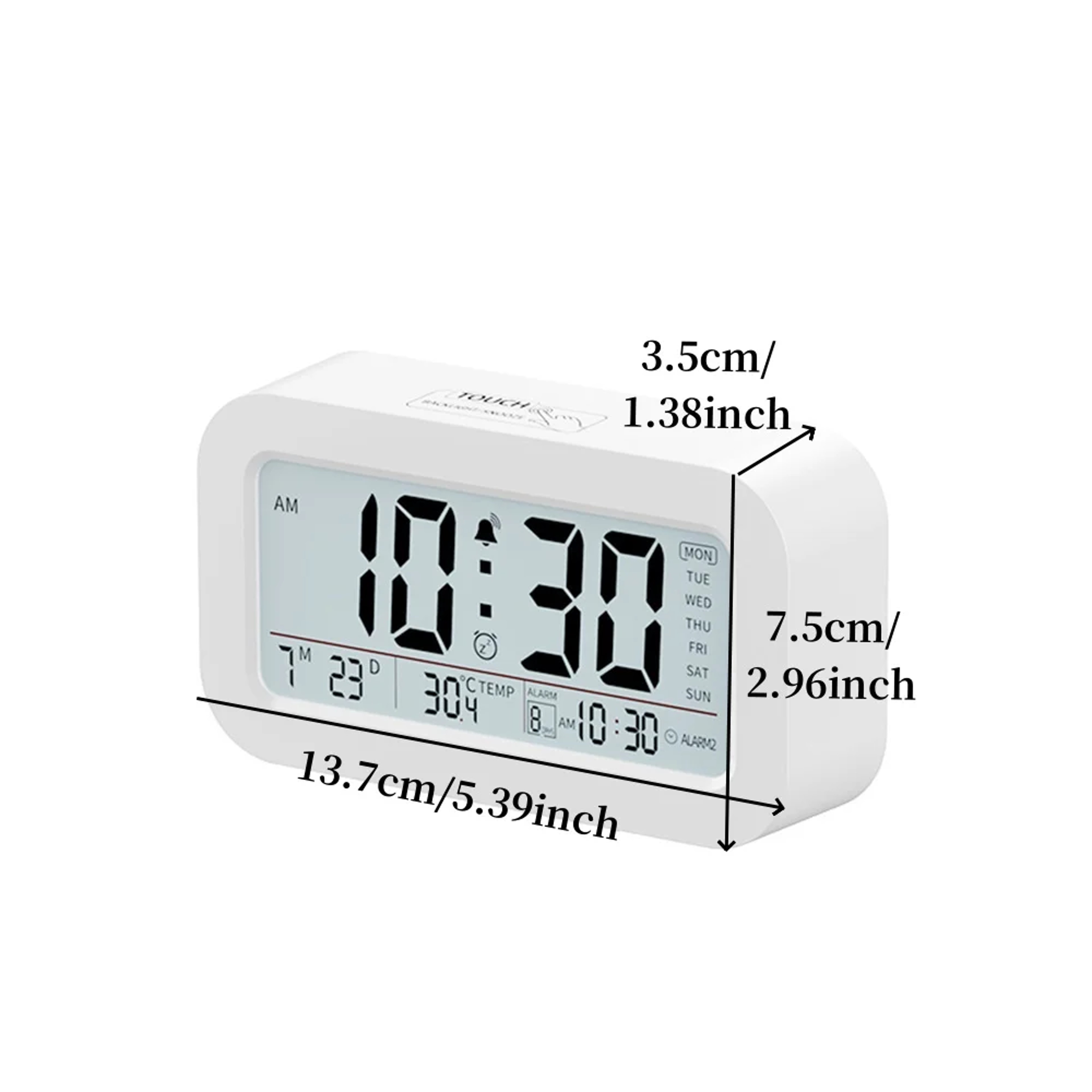Digital Alarm Clock with Temperature Display, Alarms, Snooze & Backlight Battery Powered LCD Bedside Clock – view 6