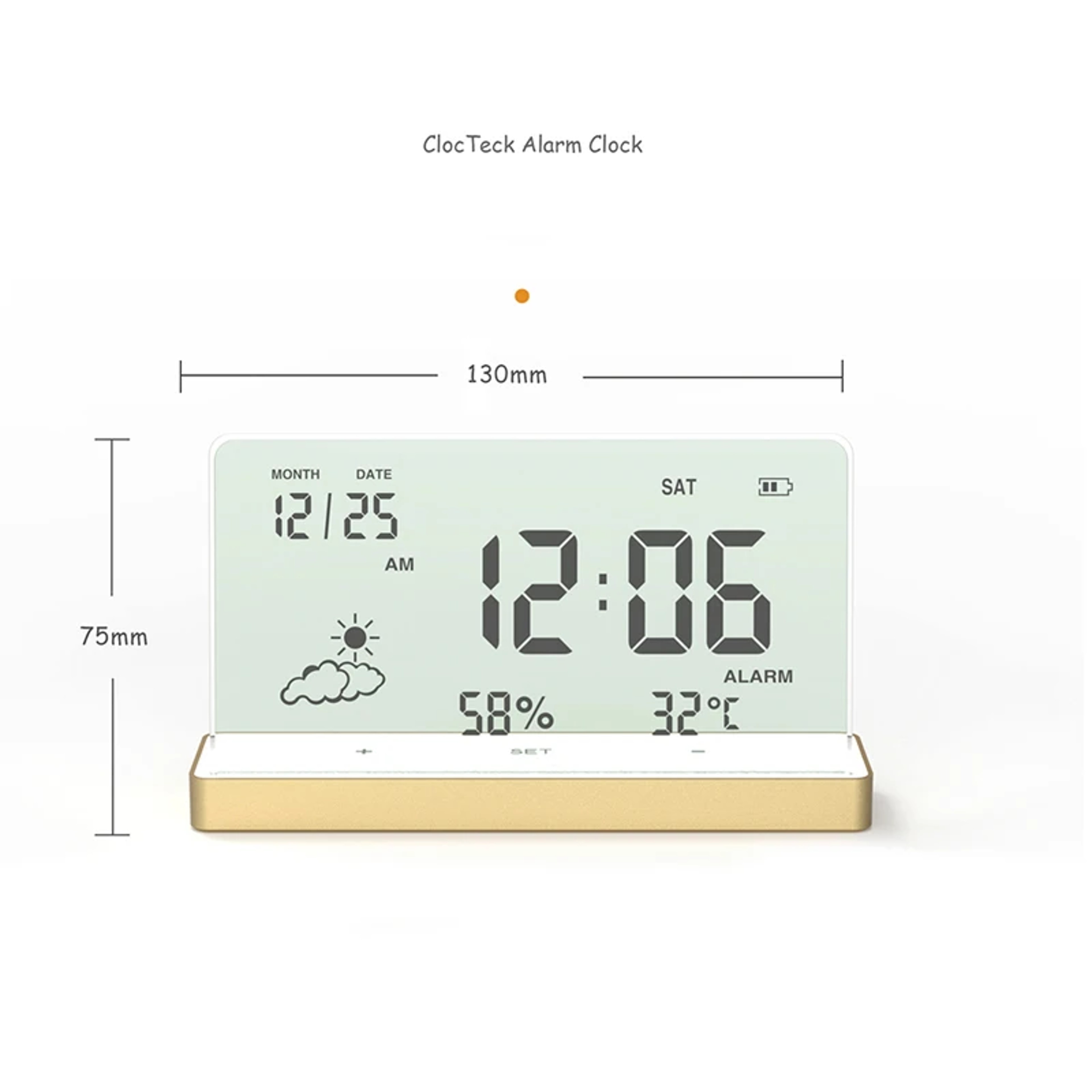 Transparent Digital Alarm Clock with Temperature, Humidity & Date Display for Desk and Bedside – view 9