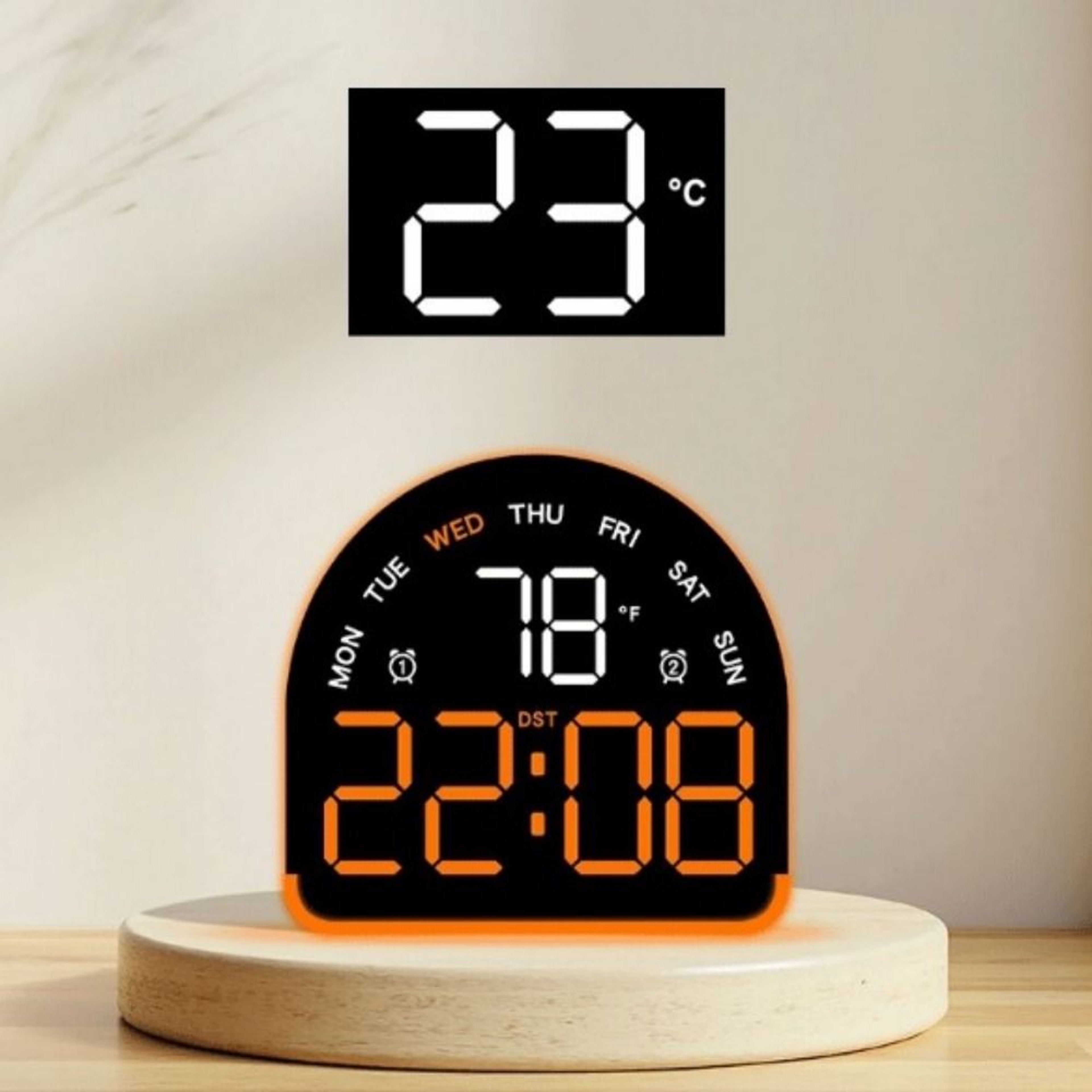 Smart Digital Alarm Clock With Ambient Light Temperature Display  Auto Dimming LED Bedside Clock 1
