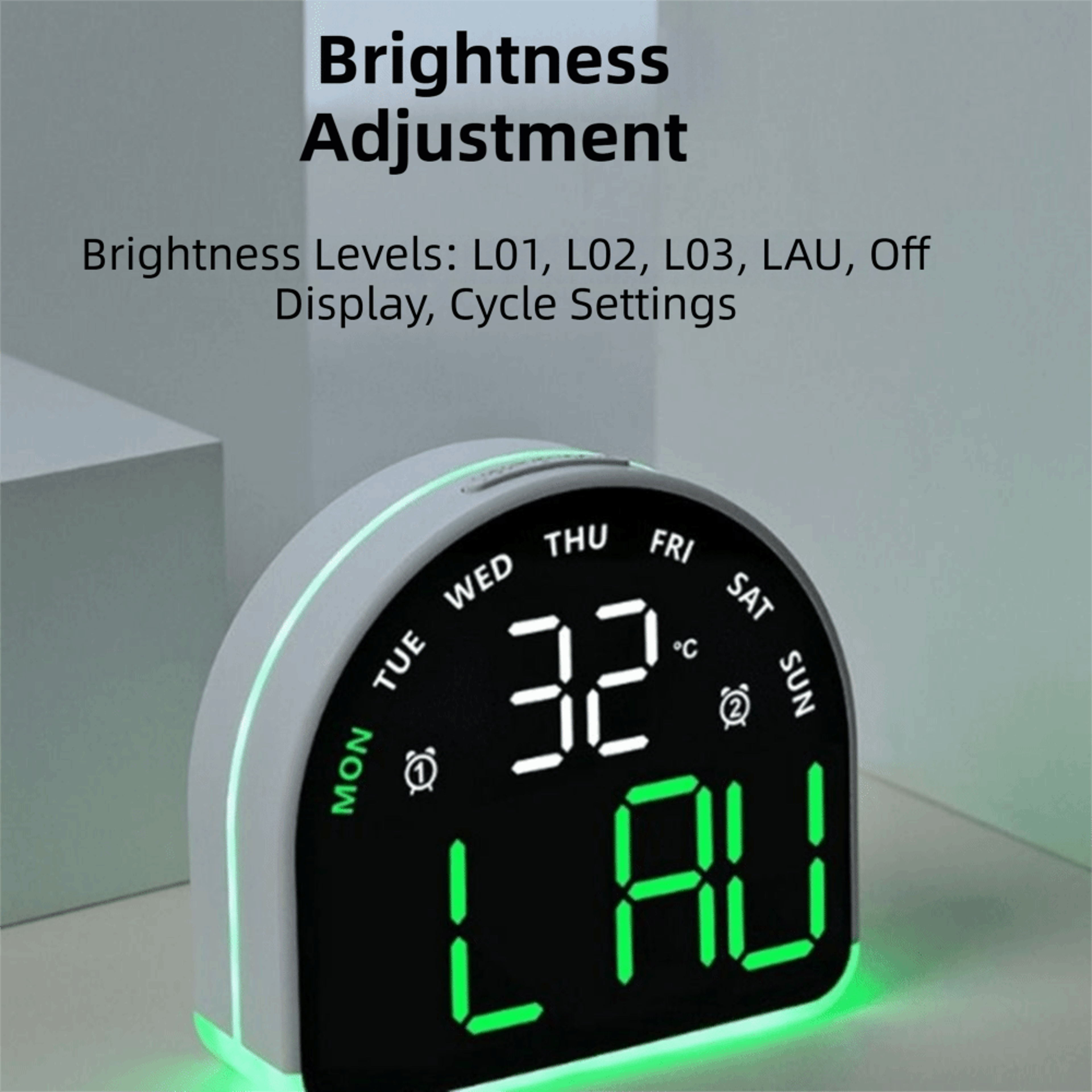 Smart Digital Alarm Clock With Ambient Light Temperature Display  Auto Dimming LED Bedside Clock 3