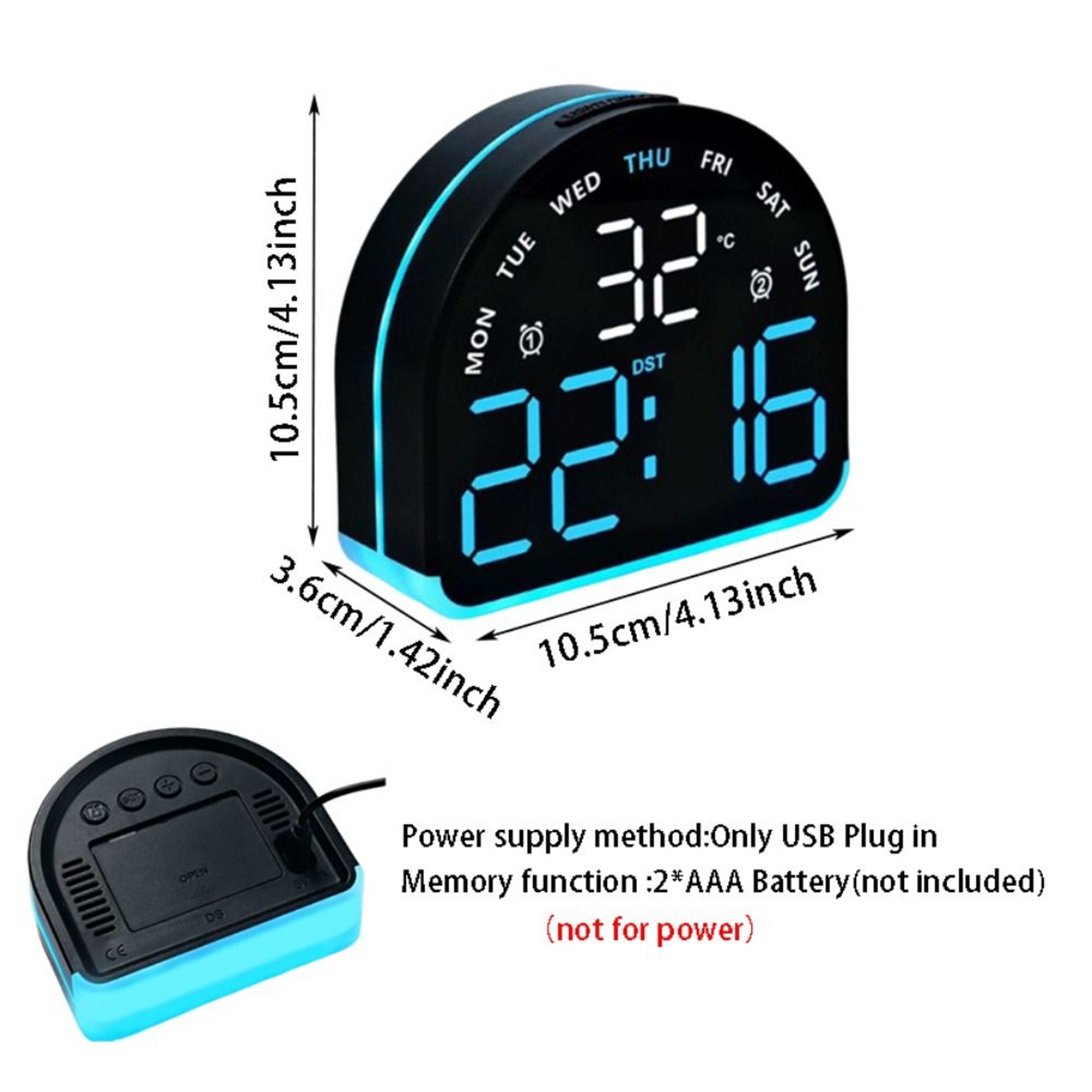Smart Digital Alarm Clock With Ambient Light Temperature Display  Auto Dimming LED Bedside Clock 4