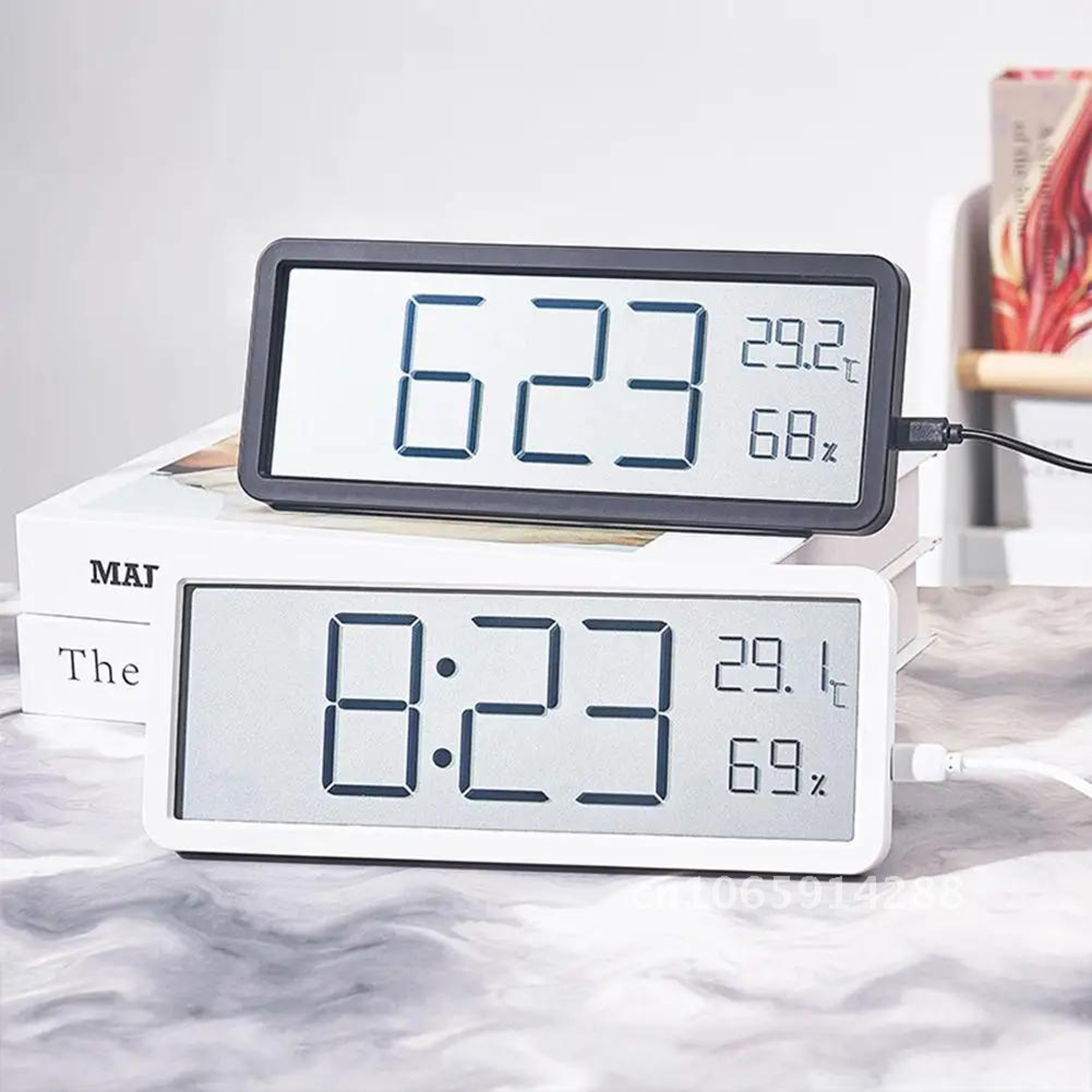 LED Wall Clock Digital Wall Clock with Temperature Humidity Display and Alarm – view 3