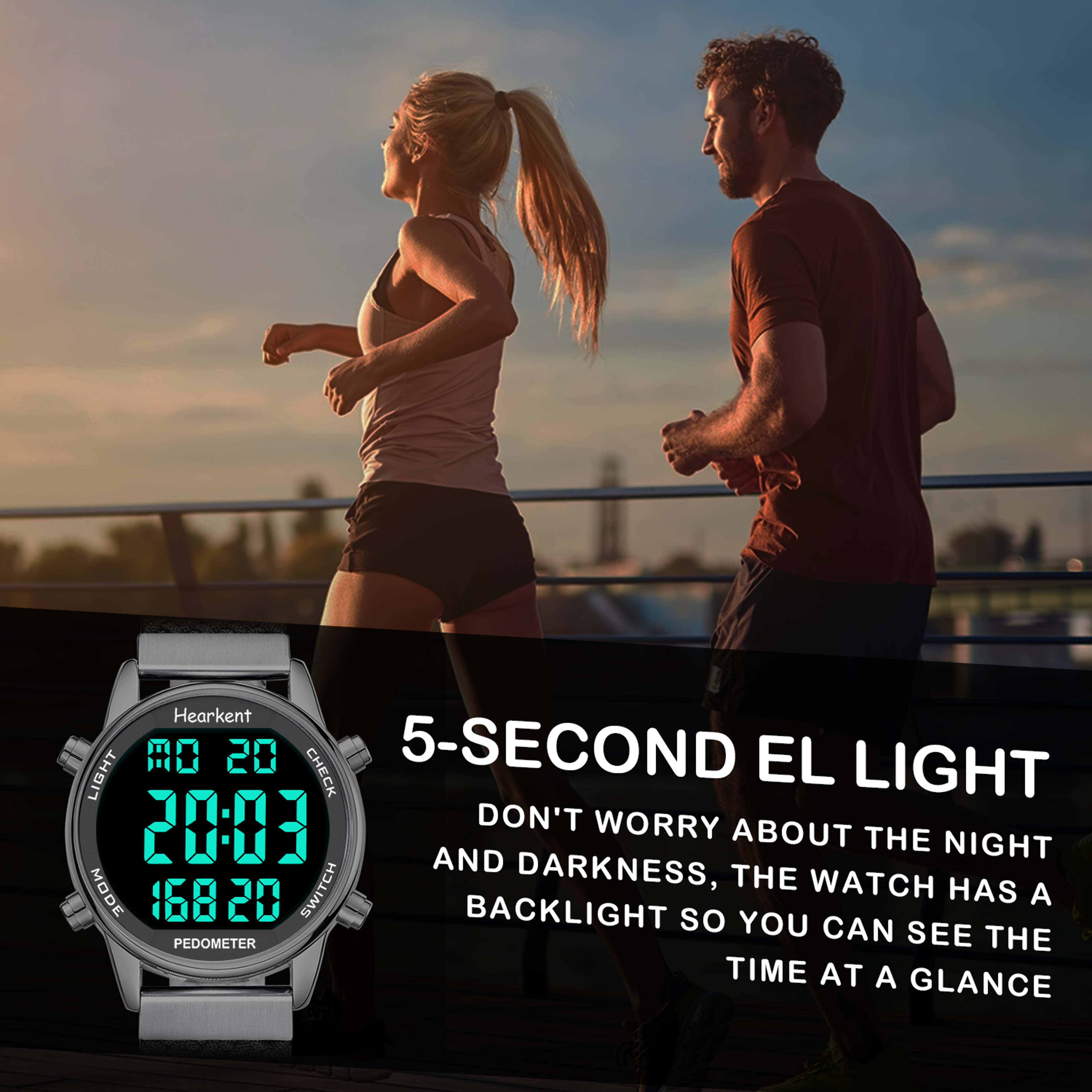 Hearkent Pedometer Watch Digital Step Counter Watch With Calorie  Mileage Tracker For Walking 4