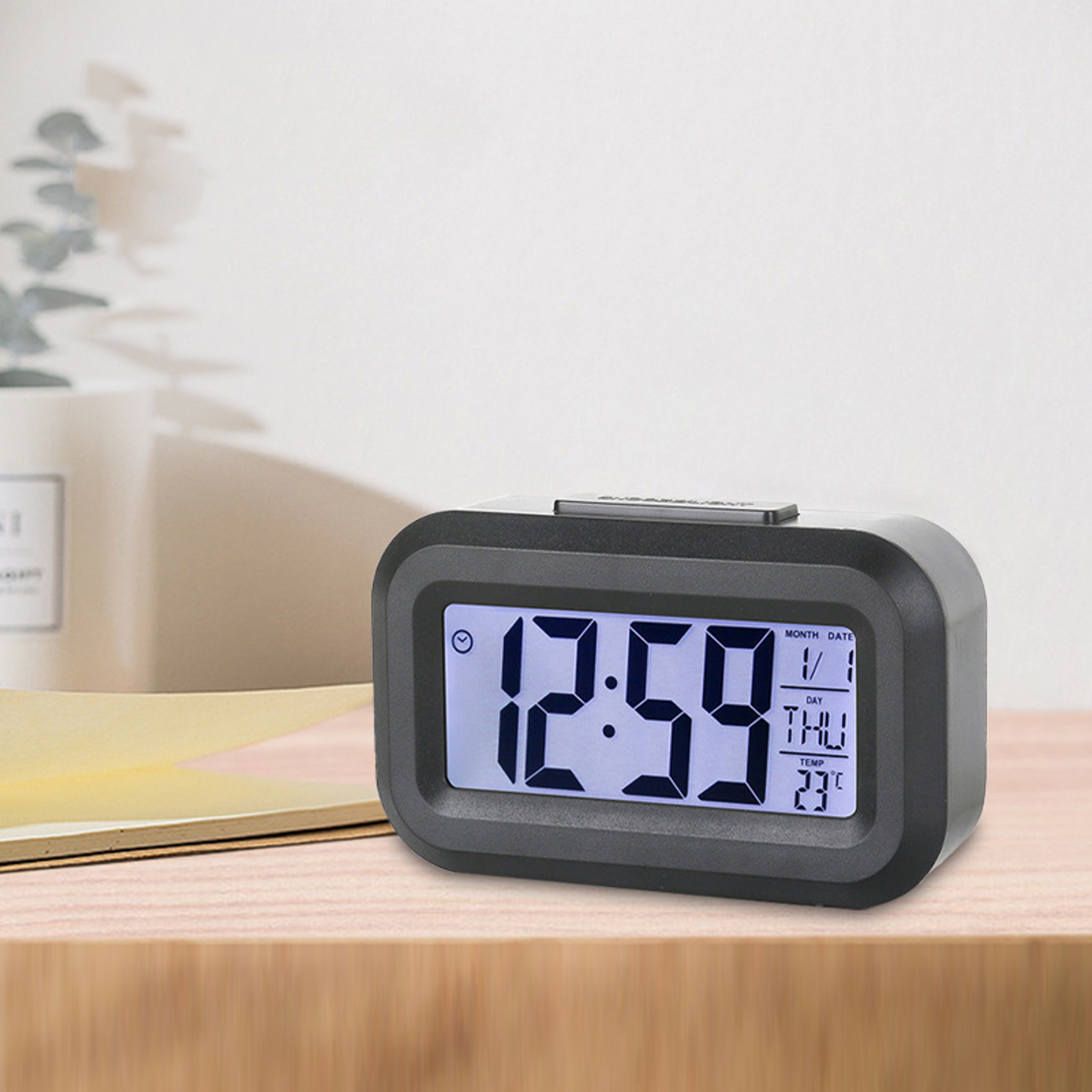 Digital Alarm Clock with Snooze, Temperature, Date & Week Display Mini Bedside LED Alarm Clock – view 3