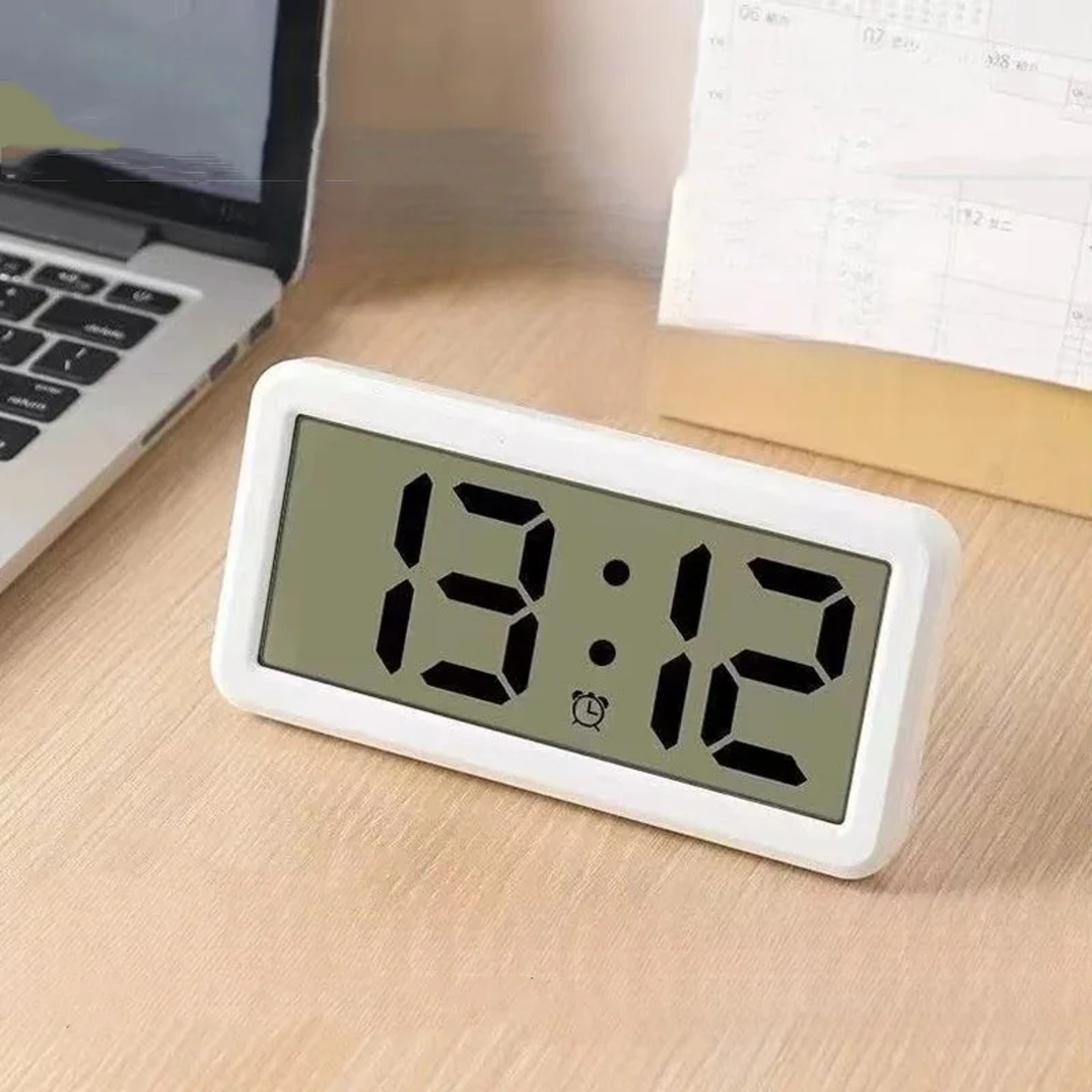 Battery Powered Digital Alarm Clock With LCD Time  Date Display Snooze Desk  Wall Clock 0