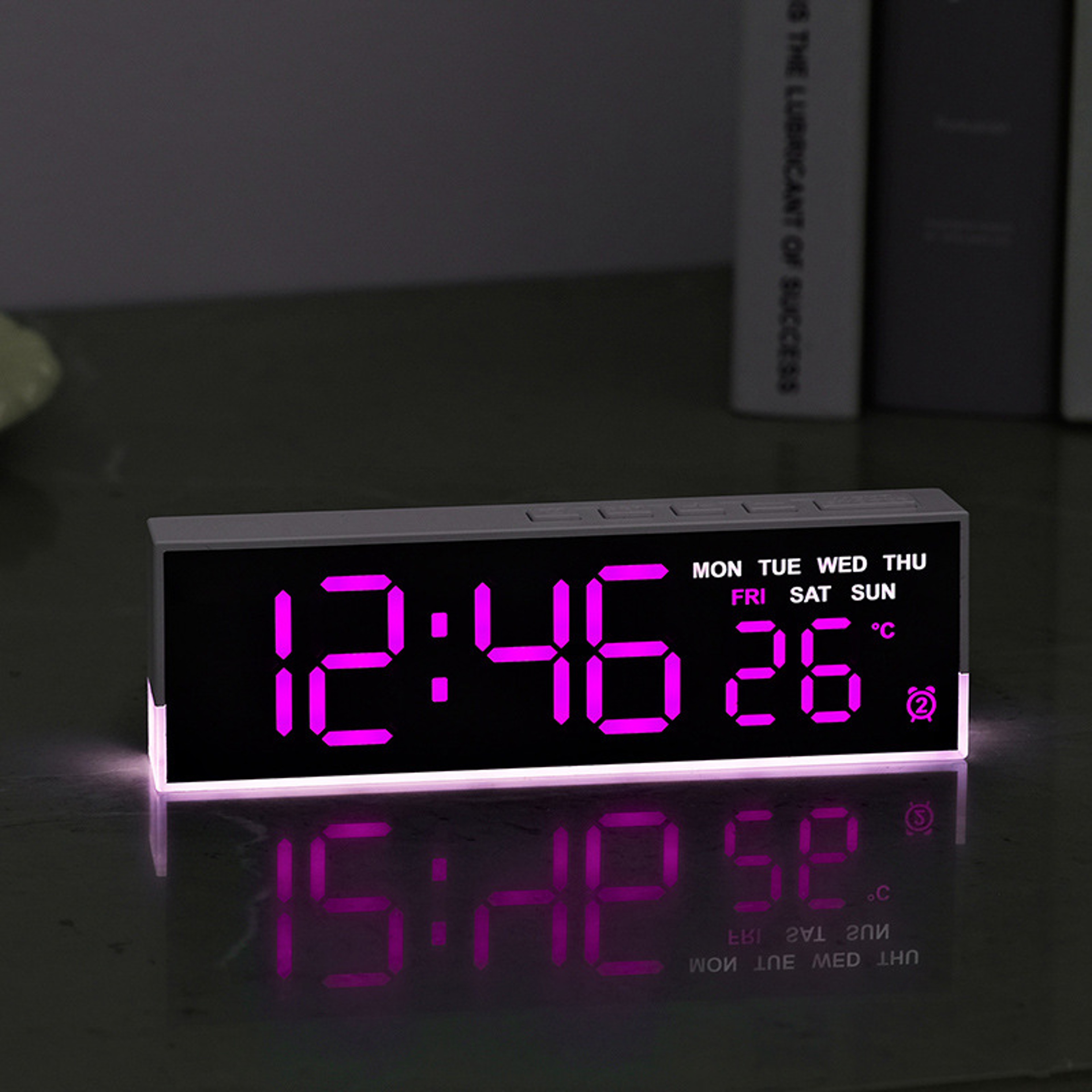 USB Powered Digital Alarm Clock With LED Display White Mood Light Dual Alarm Temperature  Bedside C 0