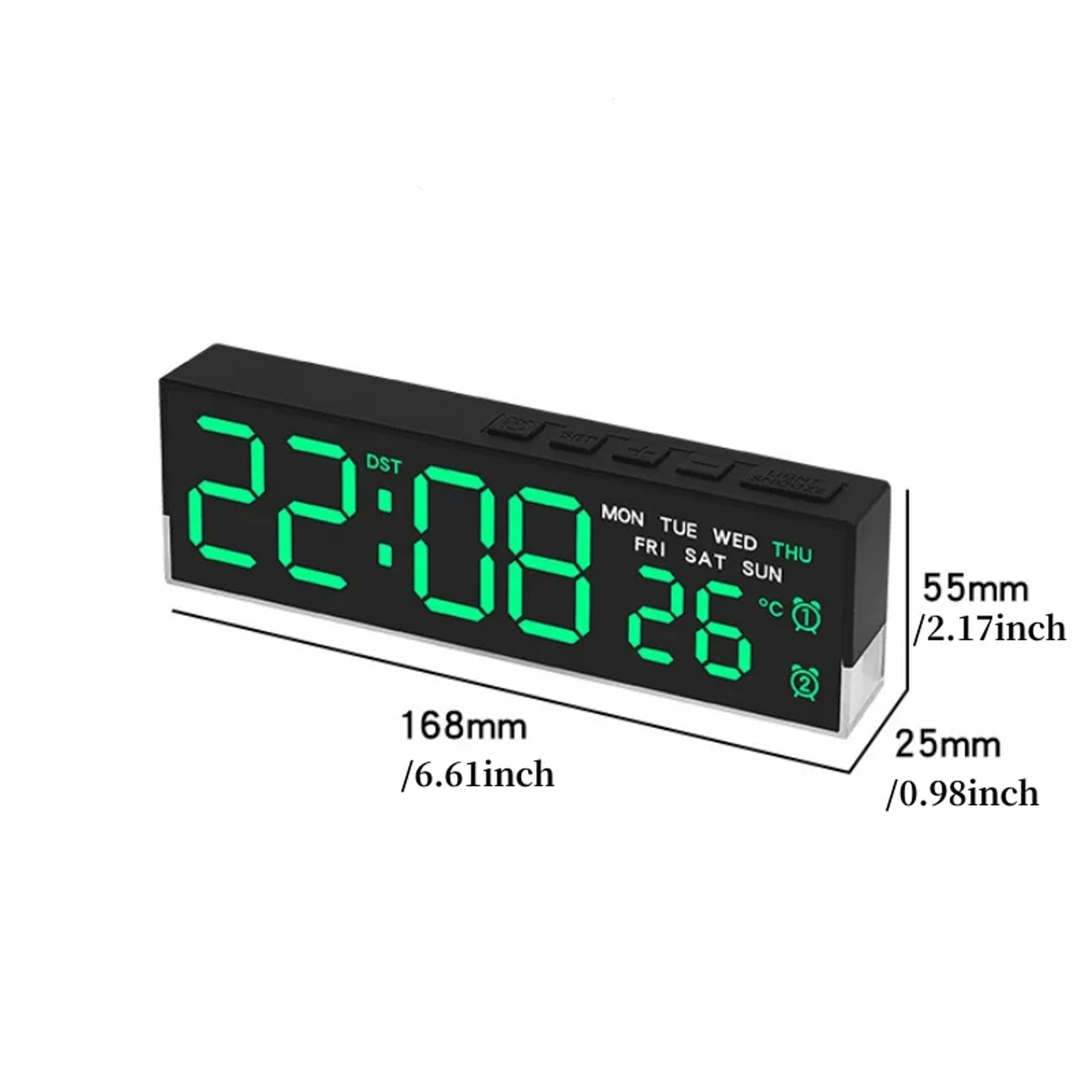 USB Powered Digital Alarm Clock With LED Display White Mood Light Dual Alarm Temperature  Bedside C 1