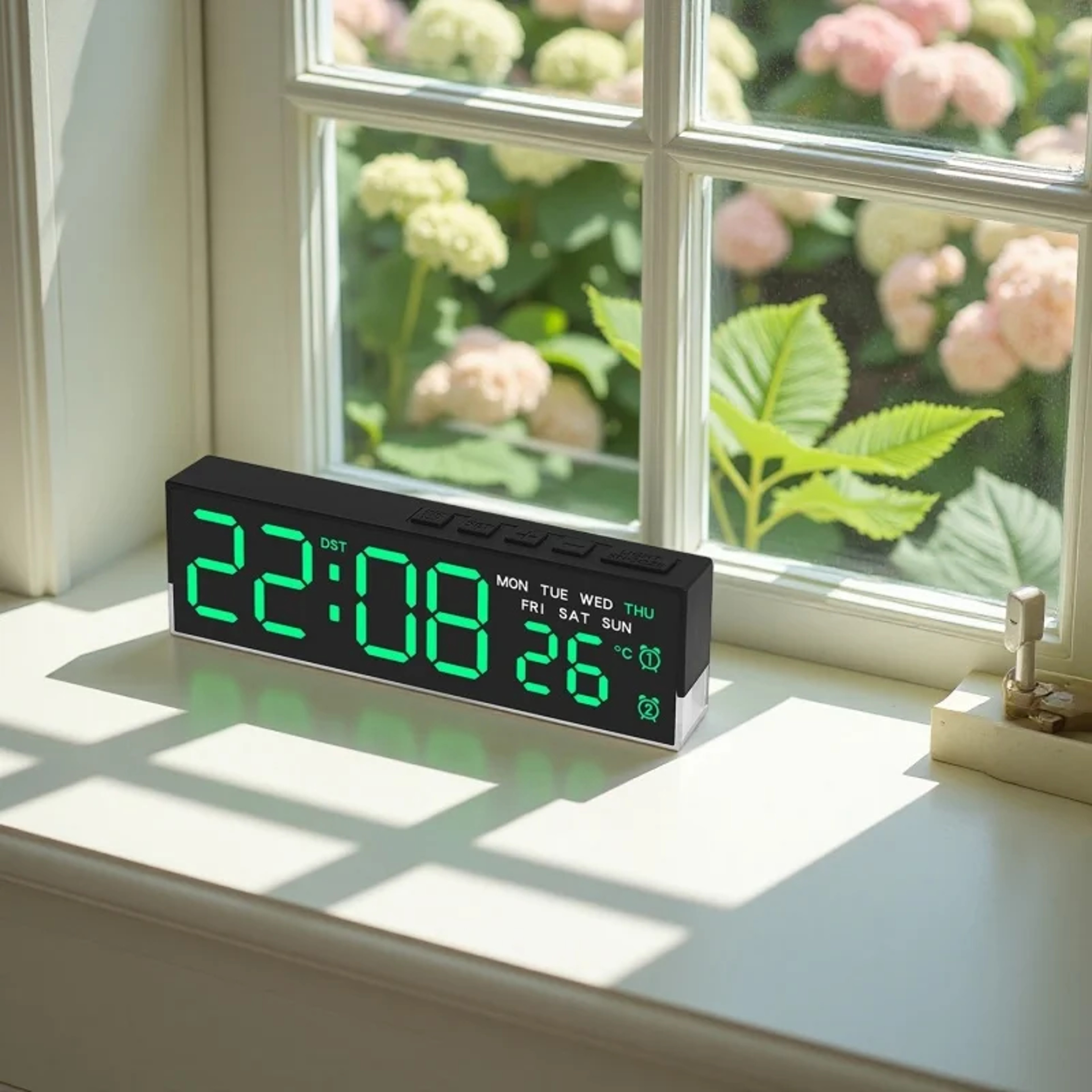 USB Powered Digital Alarm Clock With LED Display White Mood Light Dual Alarm Temperature  Bedside C 4