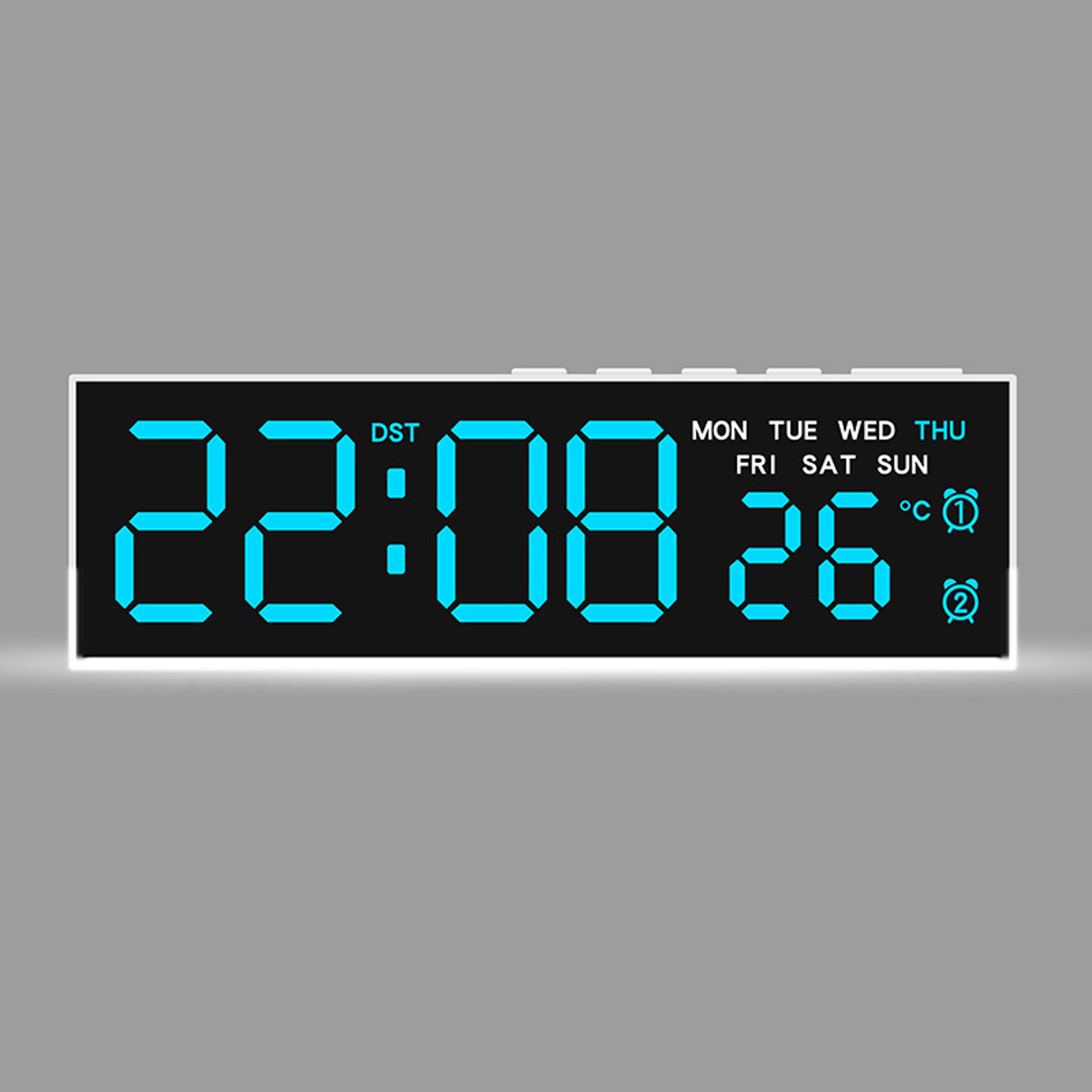 USB Powered Digital Alarm Clock With LED Display White Mood Light Dual Alarm Temperature  Bedside C 9