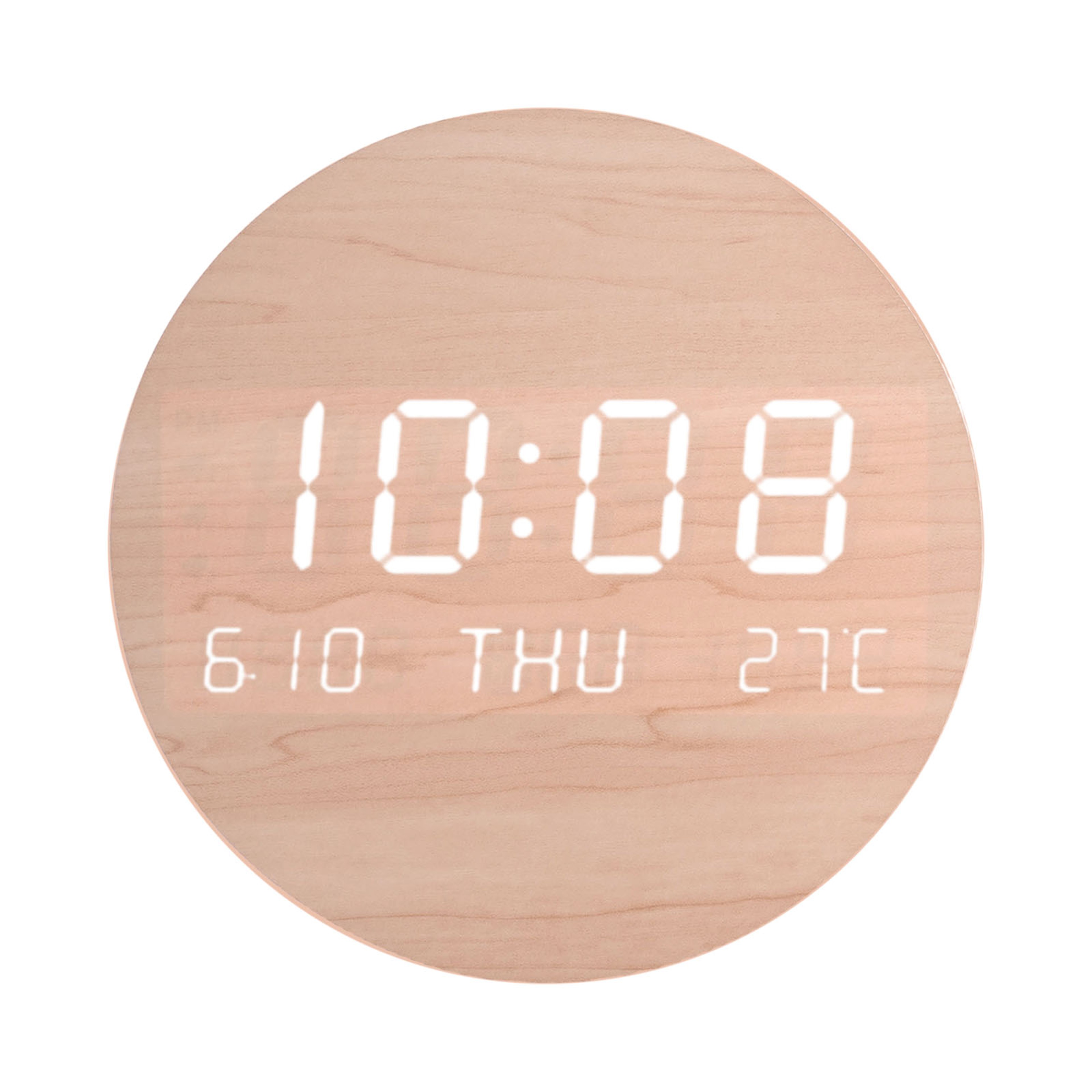 Modern LED Digital Wall Clock Wooden Display for Bedroom & Living Room USB Powered – view 3