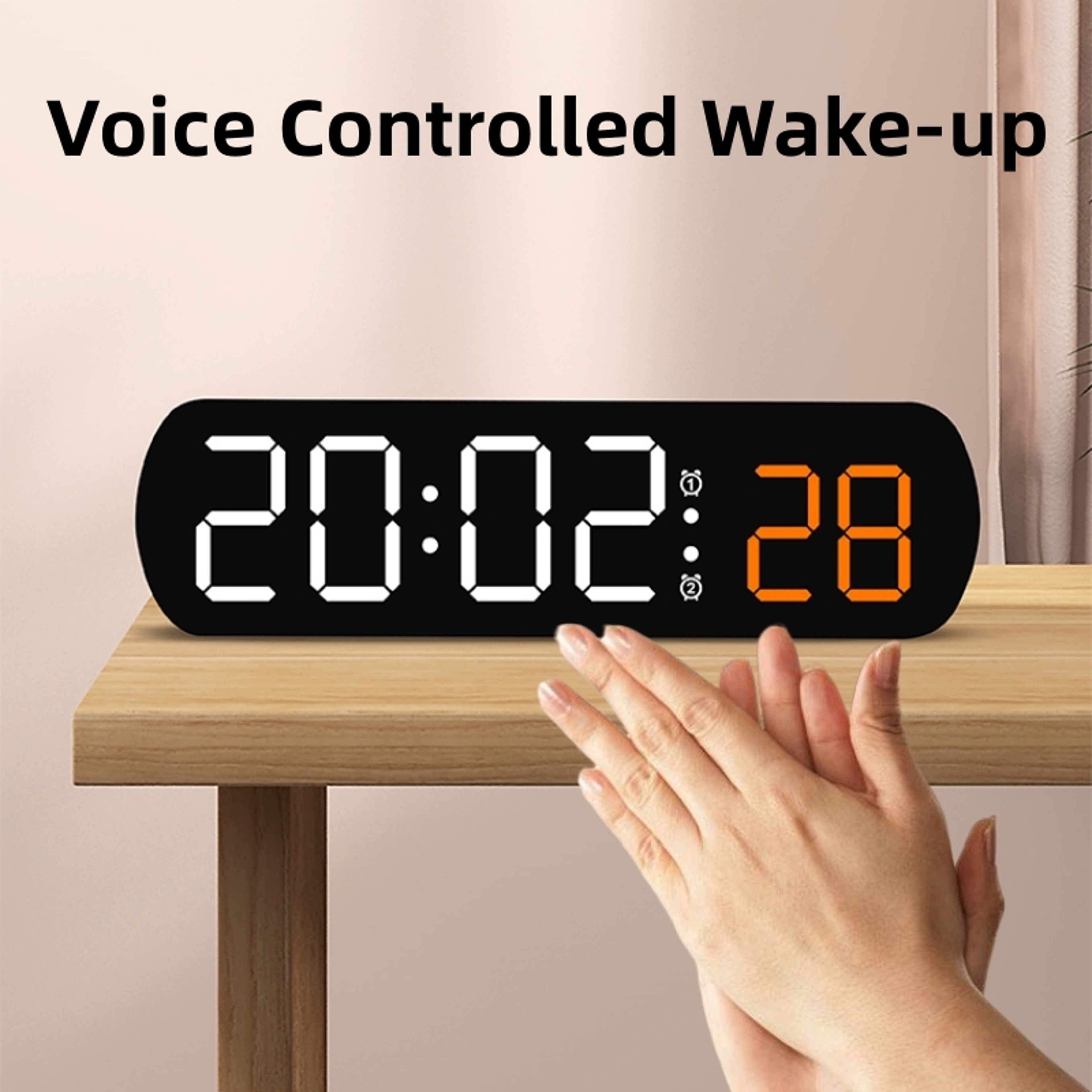 Voice Control LED Digital Alarm Clock With Dual Alarm Temperature Display  Night Mode 0