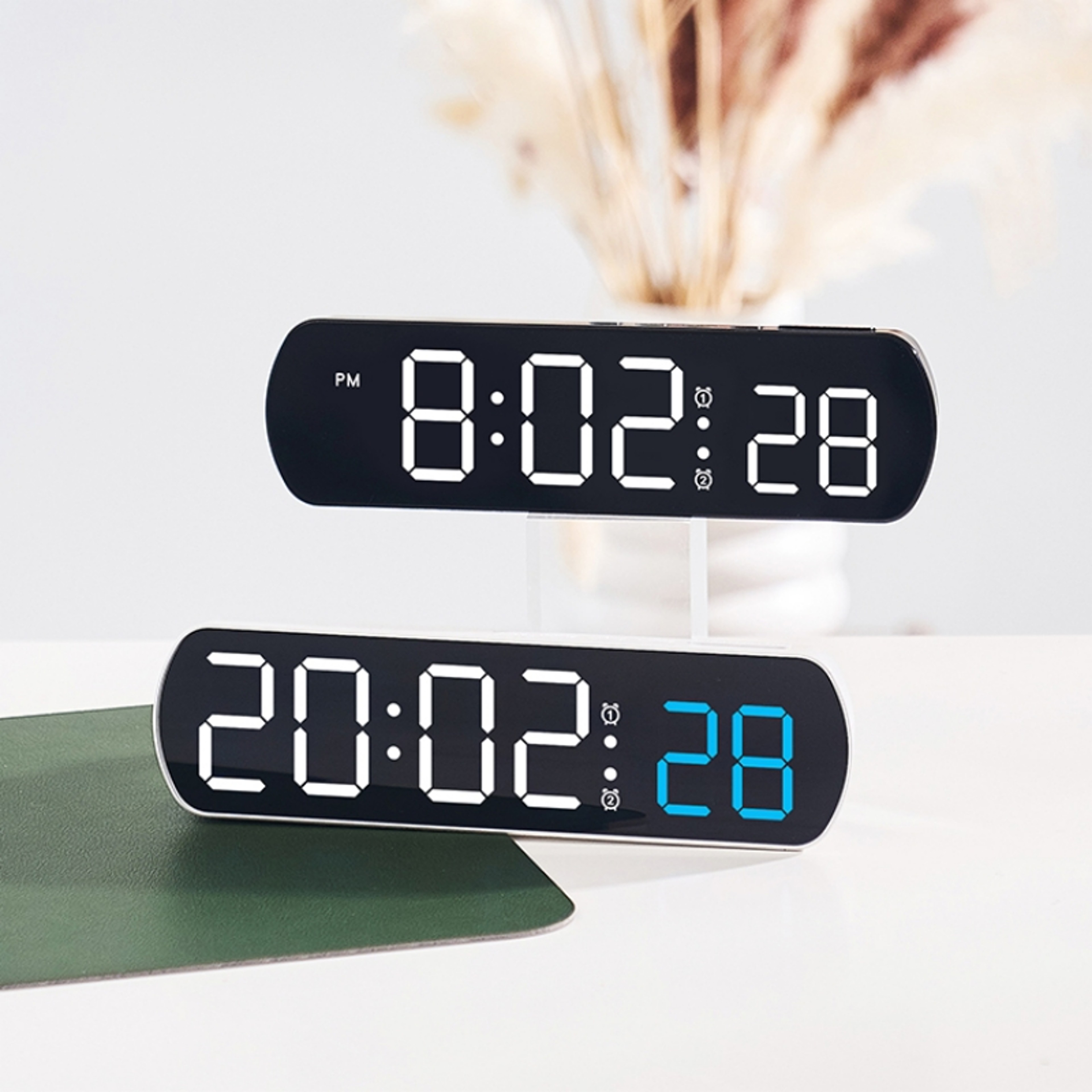 Voice Control LED Digital Alarm Clock With Dual Alarm Temperature Display  Night Mode 1