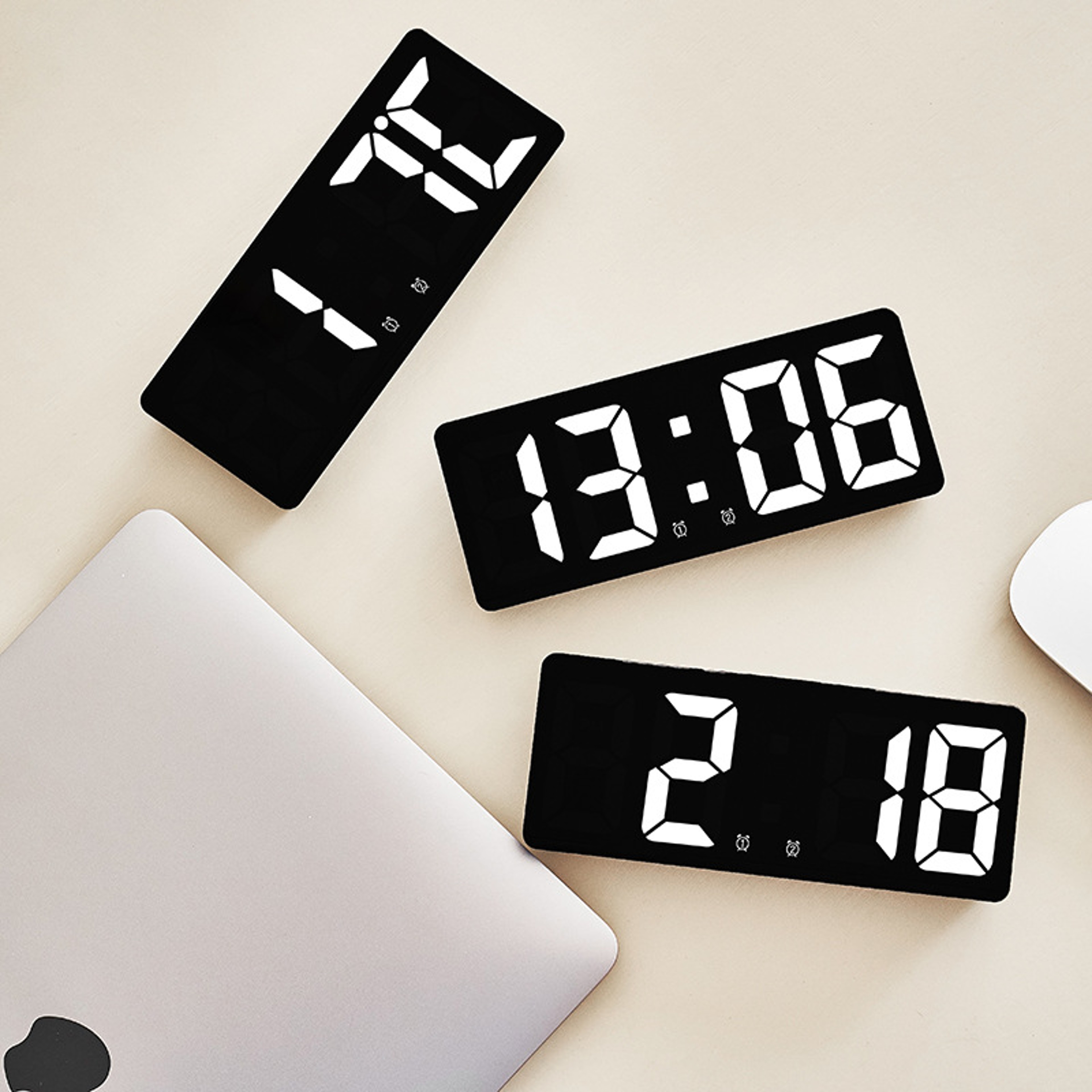 Modern LED alarm clock with RGB Display, Temperature & Calendar Digital Bedside Clock – view 4
