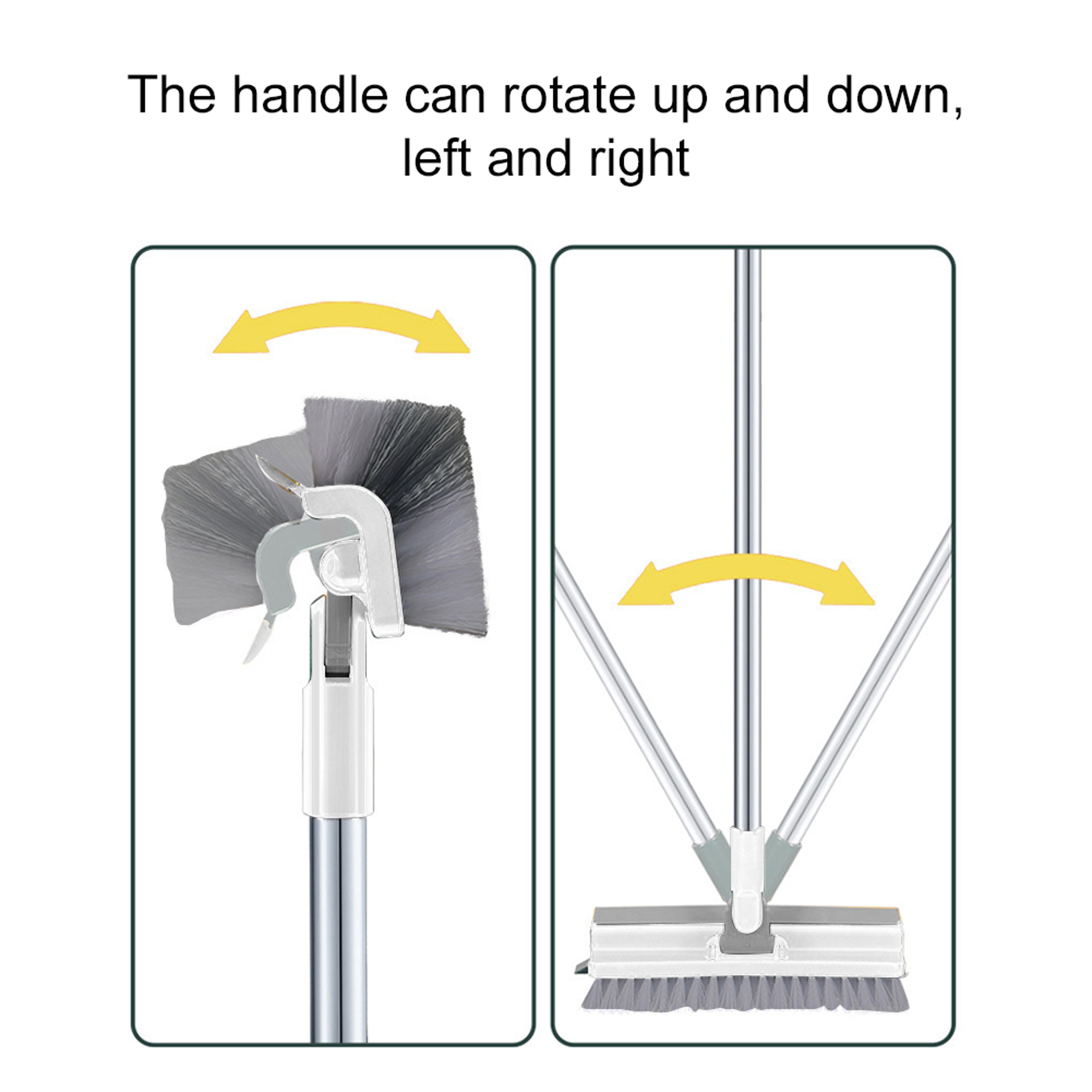 Floor Scrub Brush With Rotating Long Handle For Tile Grout  Bathroom Cleaning 2