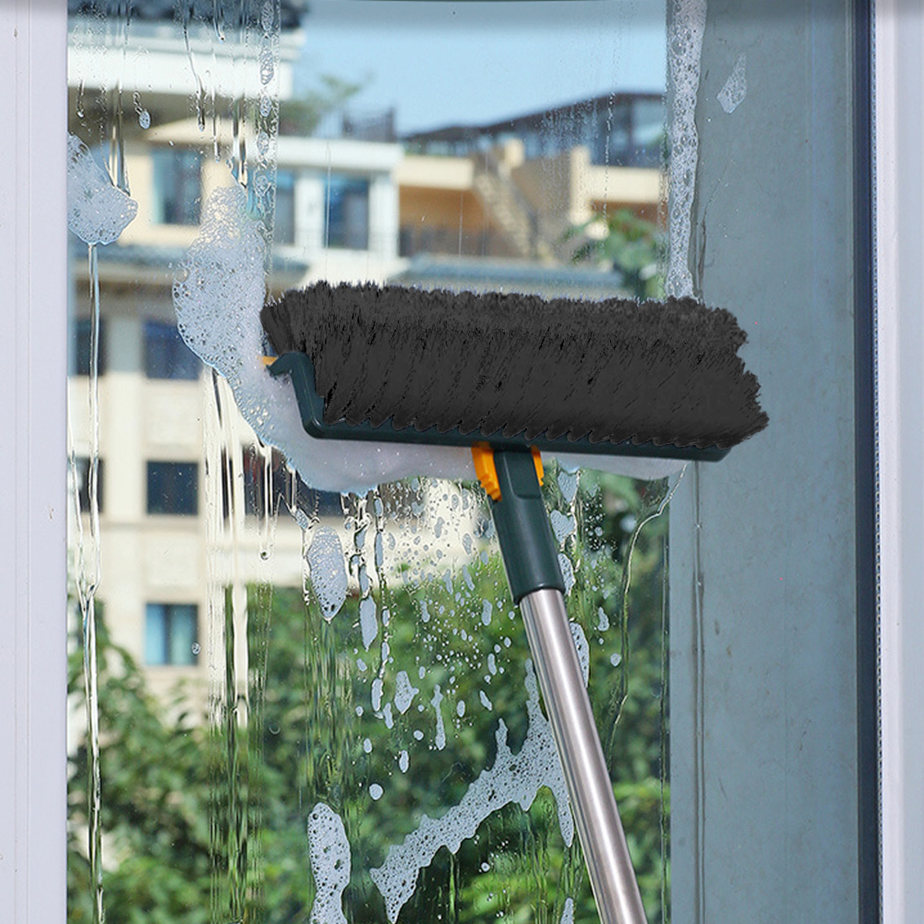 Floor Scrub Brush With Rotating Long Handle For Tile Grout  Bathroom Cleaning 3