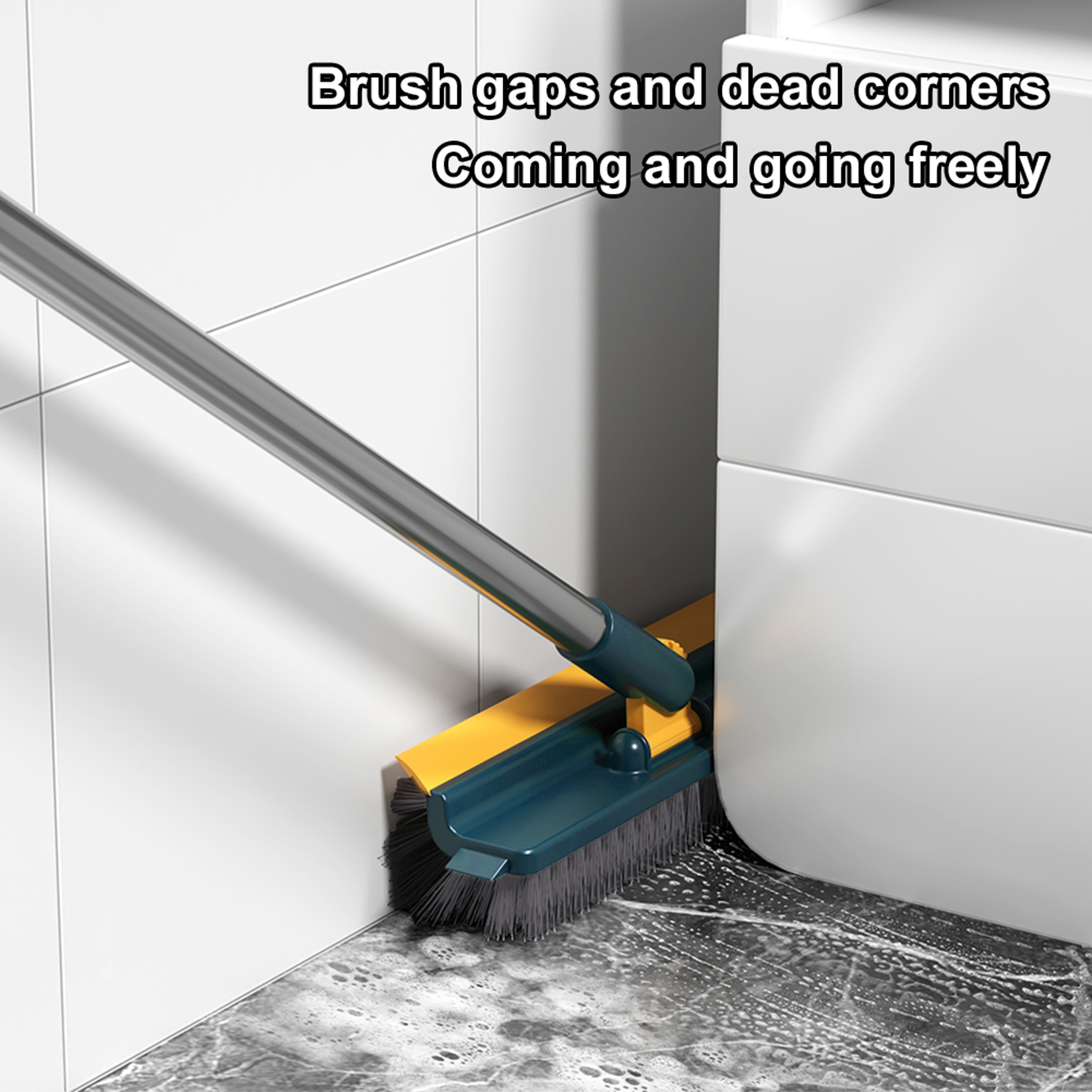 Floor Scrub Brush With Rotating Long Handle For Tile Grout  Bathroom Cleaning 4