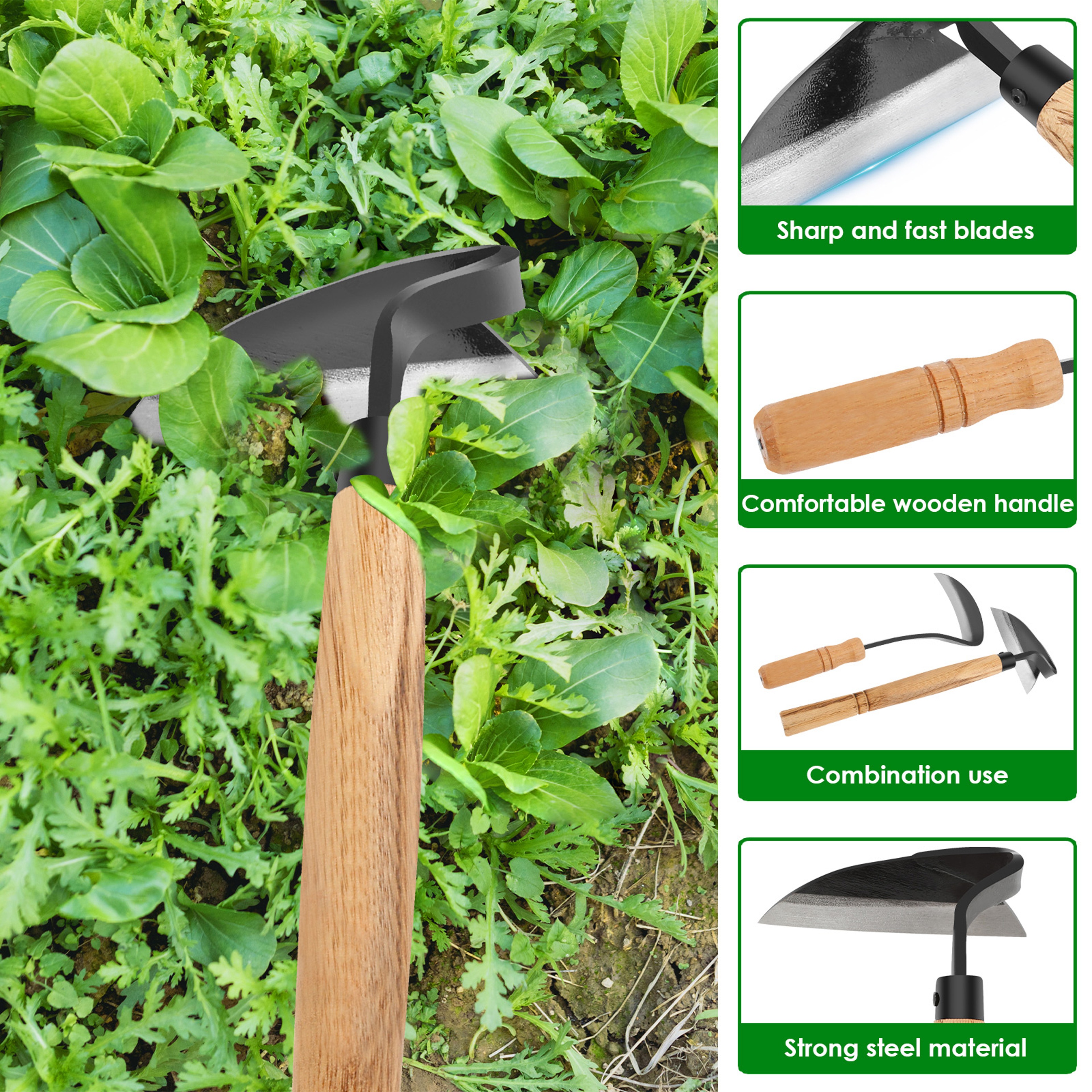 Hand Weeding Sickle Steel Grass Sickle Garden Weeding Tool with Sharp Precision Blade – view 5