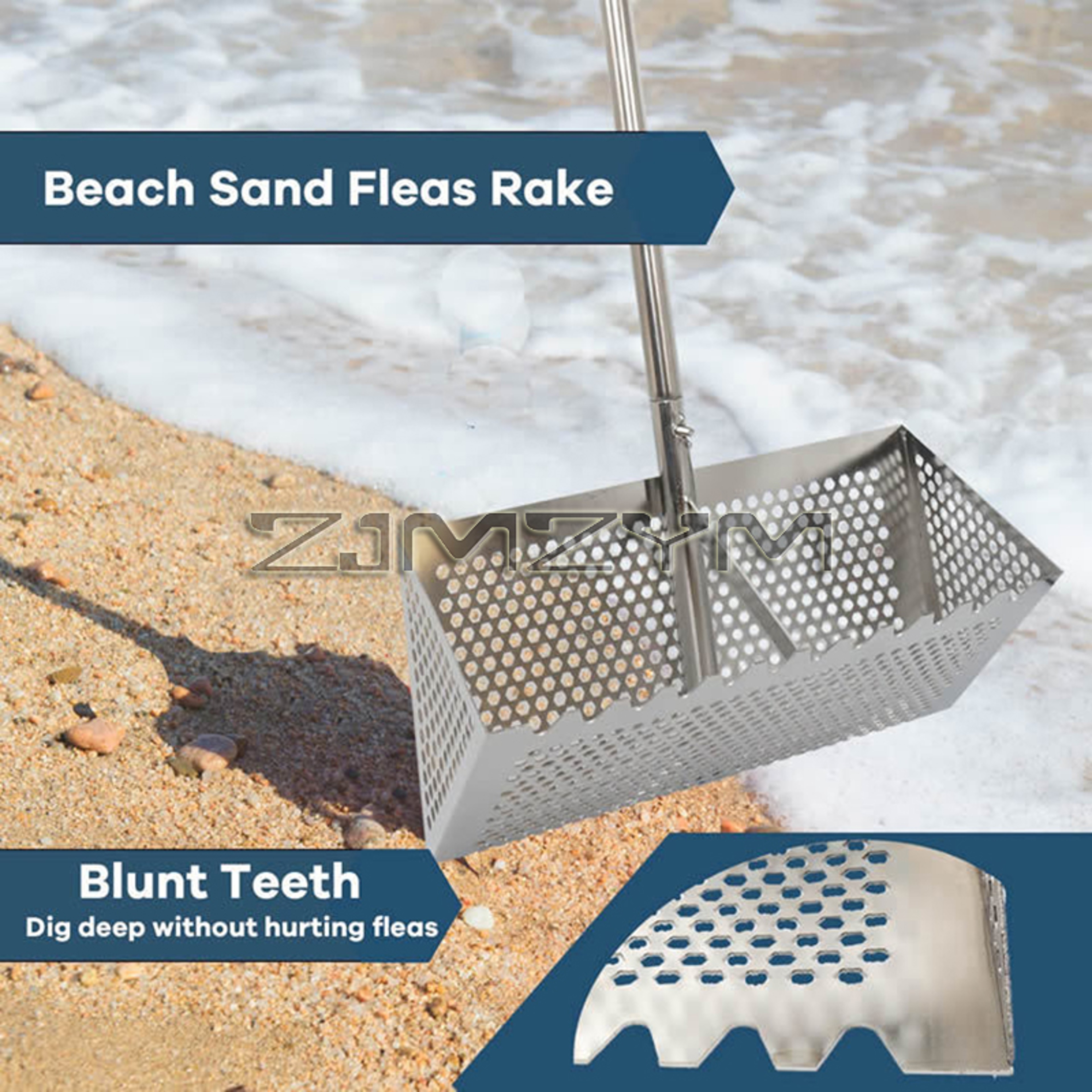 Foldable Beach Sand Rake & Sand Sifter for Shell Collecting, Sand Flea Hunting & Beach Treasure Finding – view 4