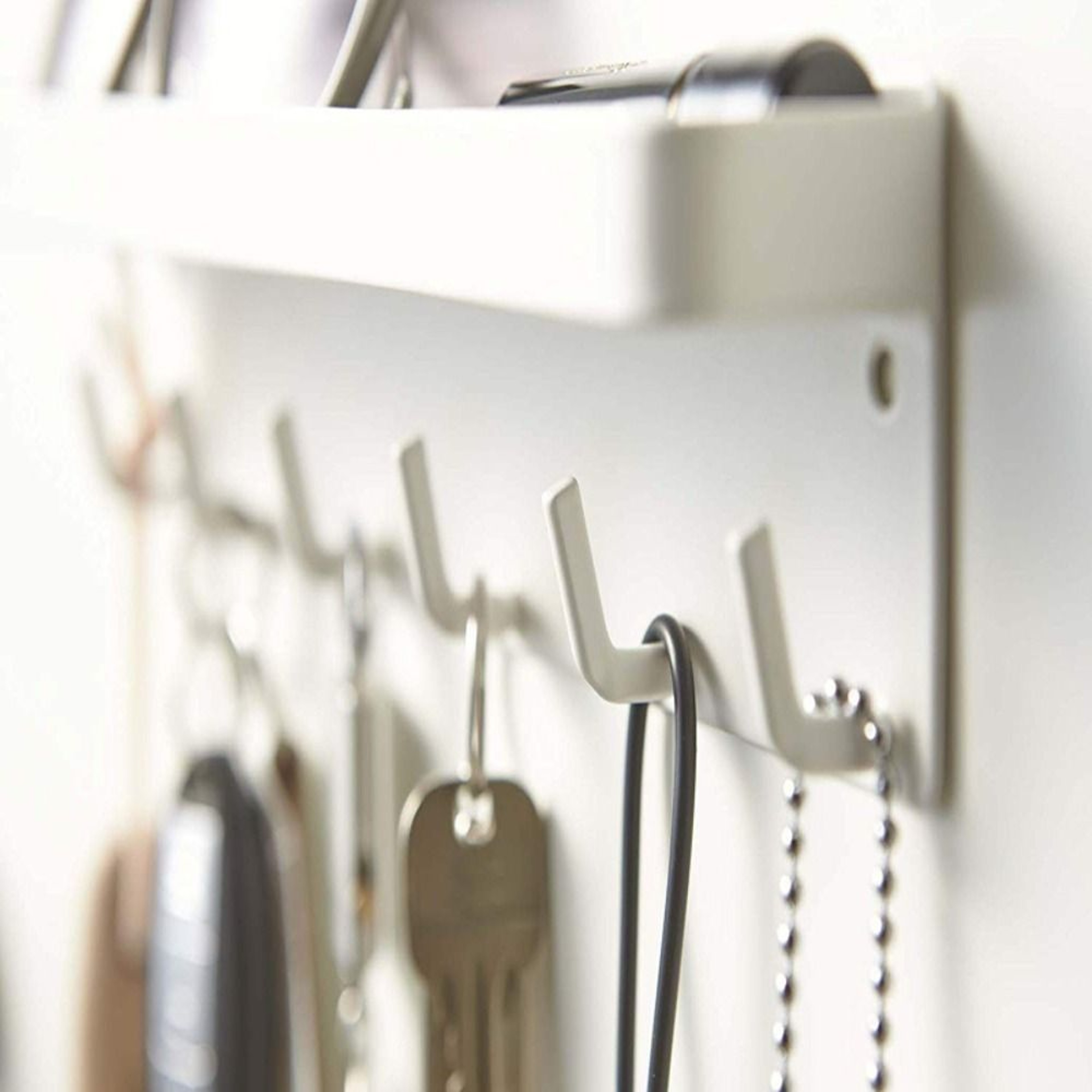 Wall Key Holder with Shelf & Mail Organizer Hook Magnetic Entryway Rack – view 3