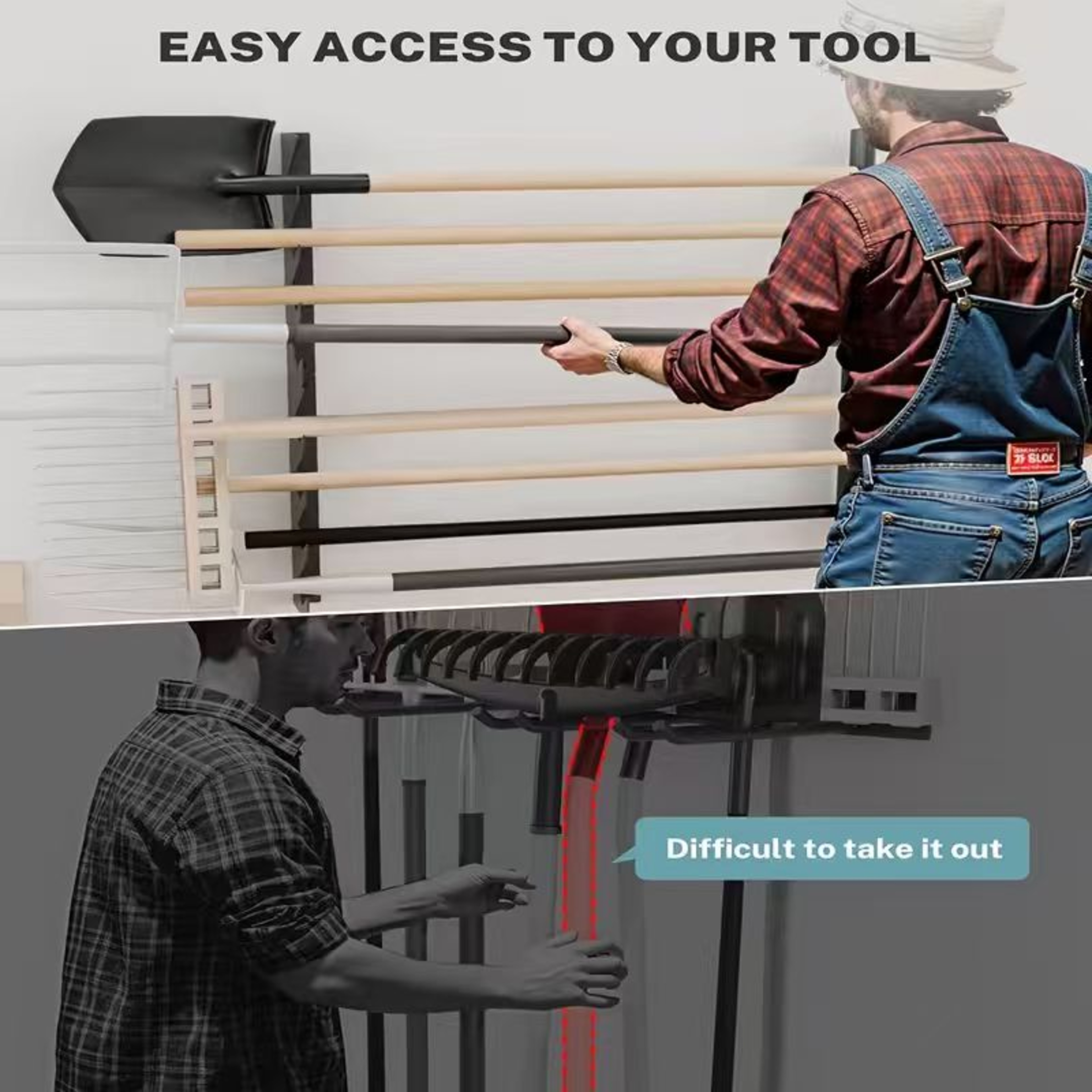 Heavy Duty Garage Tool Rack Wall Mounted Organizer For Shovels Rakes  Garden Tool Storage 3