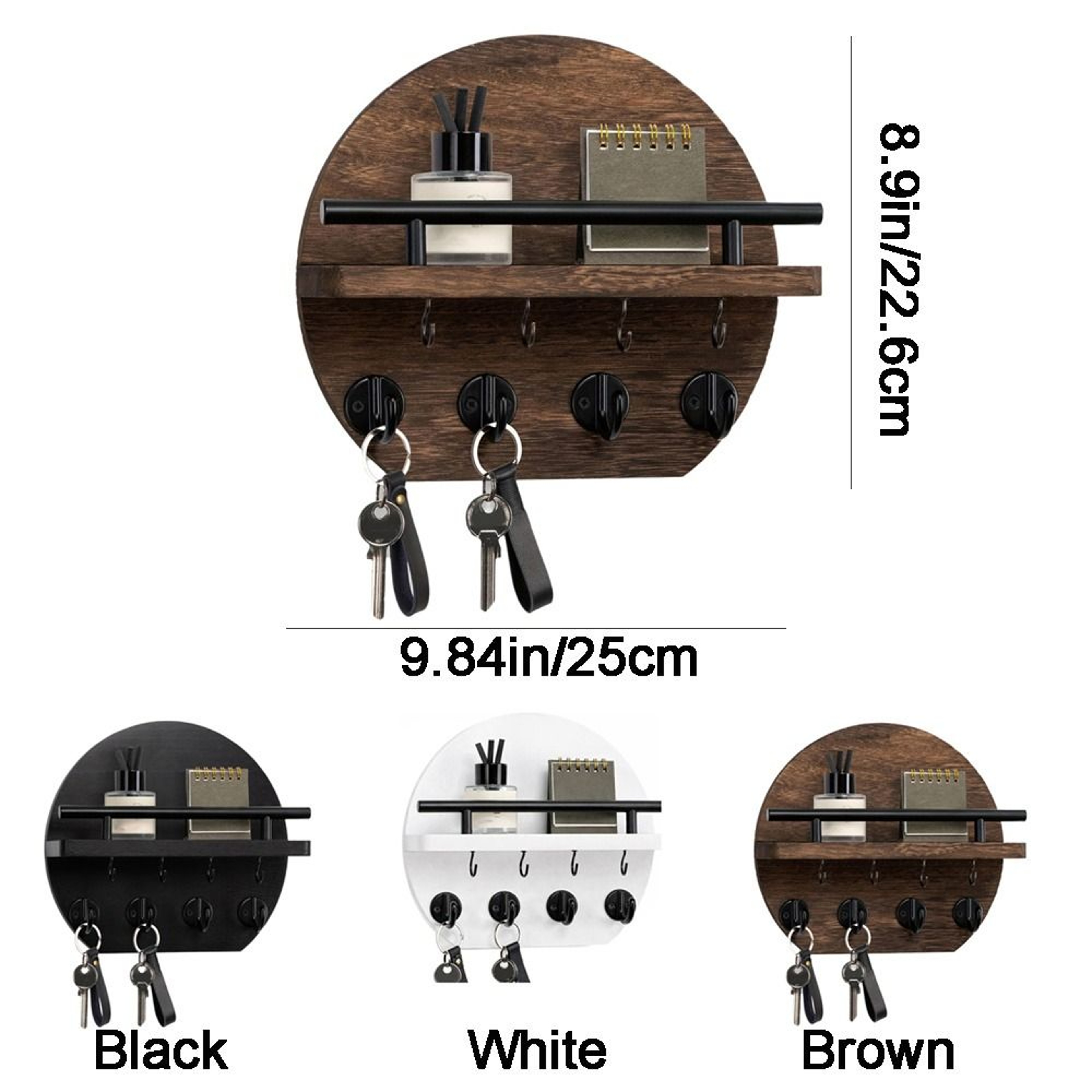 Rustic Wall Mounted Key Holder with Shelf & Mail Organizer for Entryway Storage – view 6