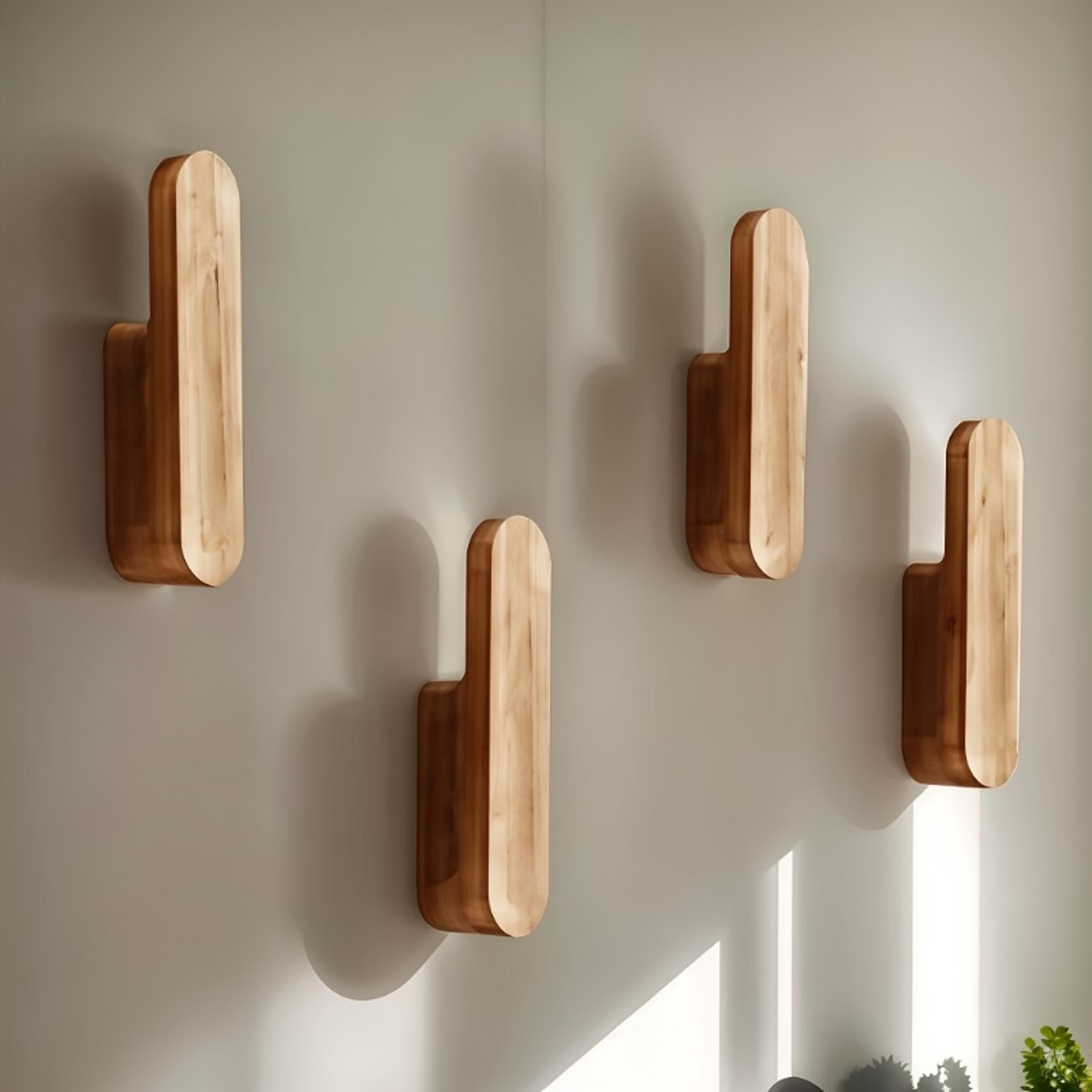 Boho Wall Hooks Set of Solid Wood Wall Mounted Coat Hooks for Entryway Bedroom Bathroom Decor – view 3