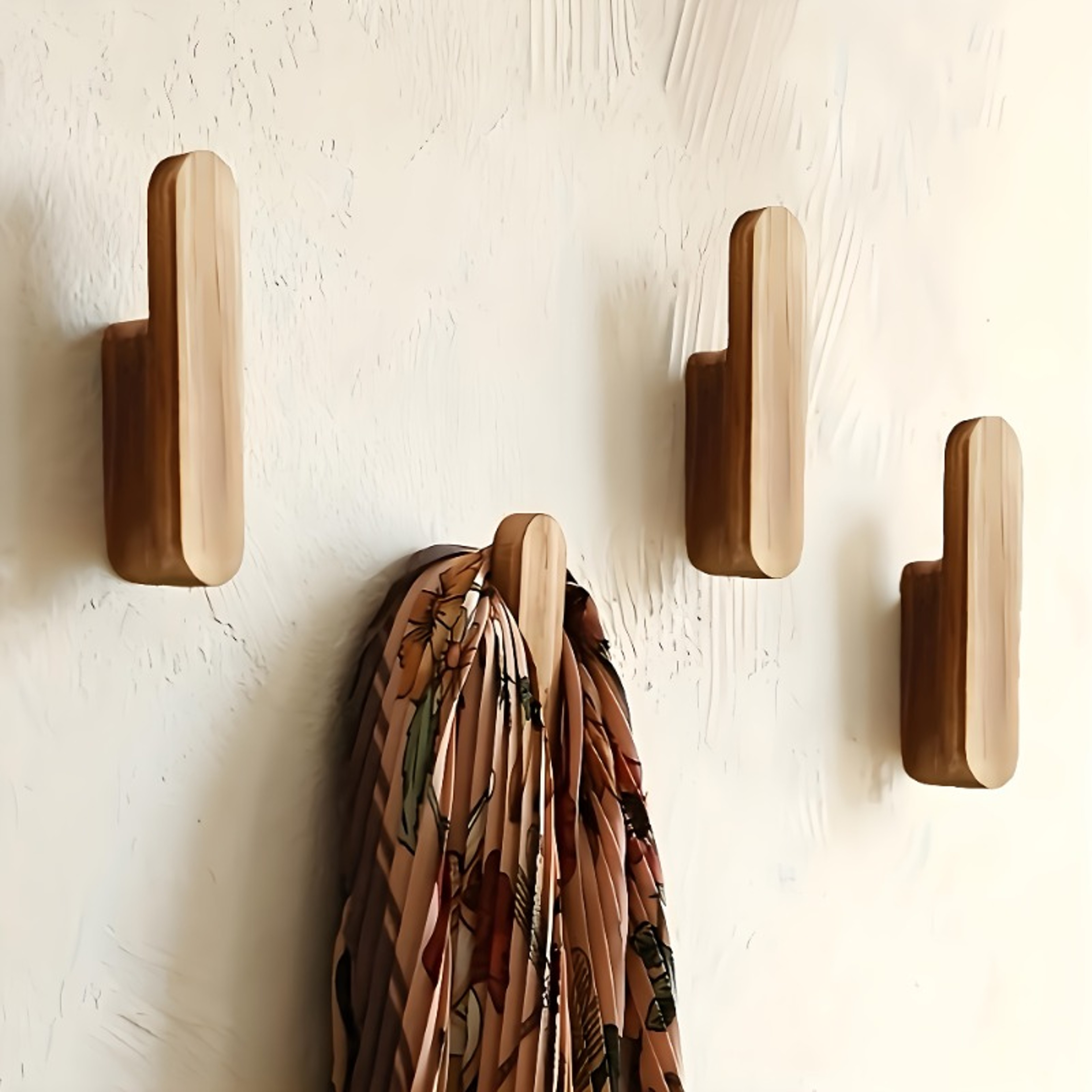 Boho Wall Hooks Set of Solid Wood Wall Mounted Coat Hooks for Entryway Bedroom Bathroom Decor – view 5