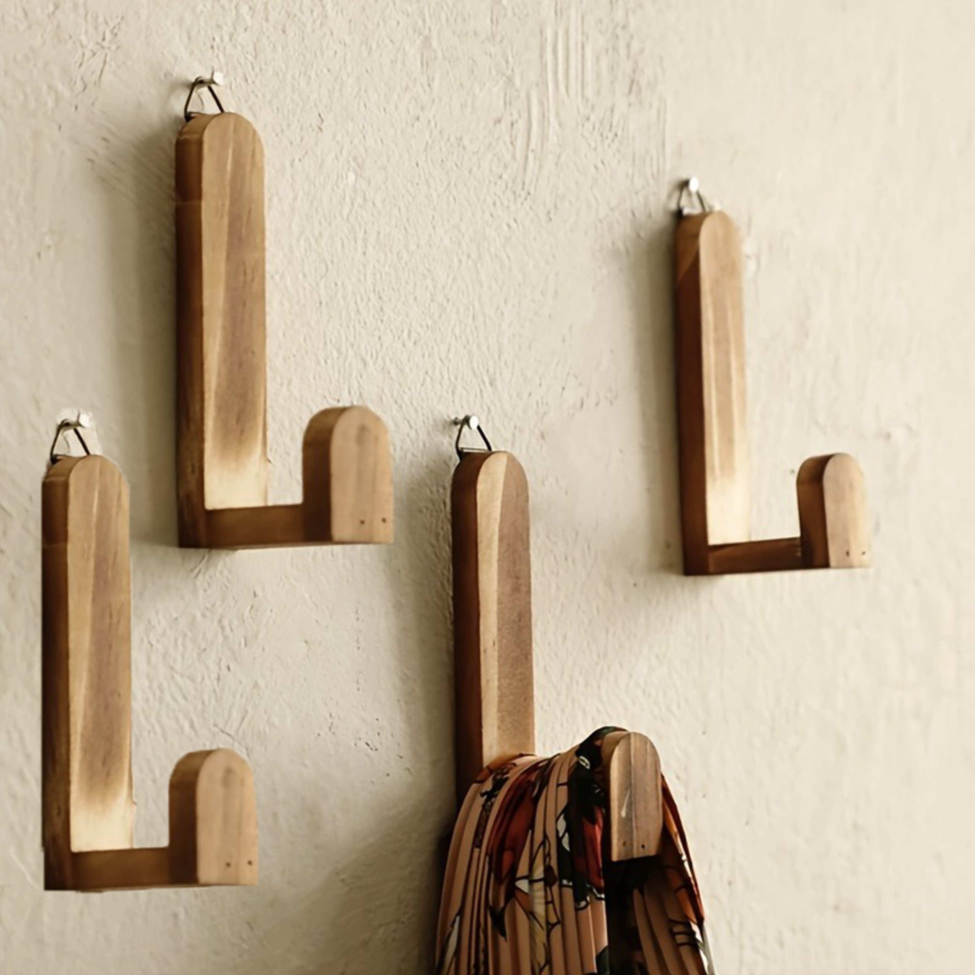Boho Wall Hooks Set of Solid Wood Wall Mounted Coat Hooks for Entryway Bedroom Bathroom Decor – view 6