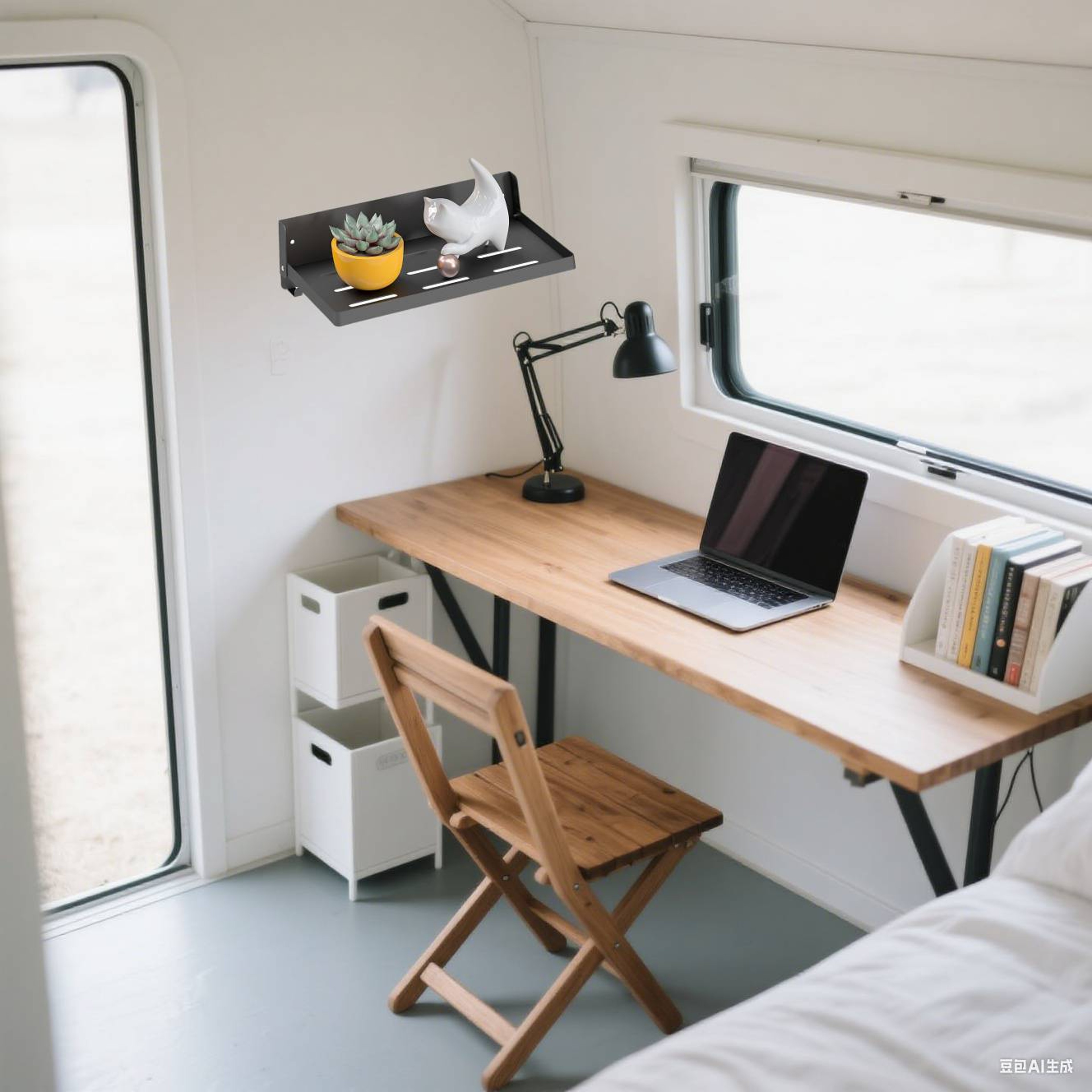 Foldable Wall Shelf Metal Rack for RV, Bathroom & Camper Space Saving Wall Mounted Shelf – view 3